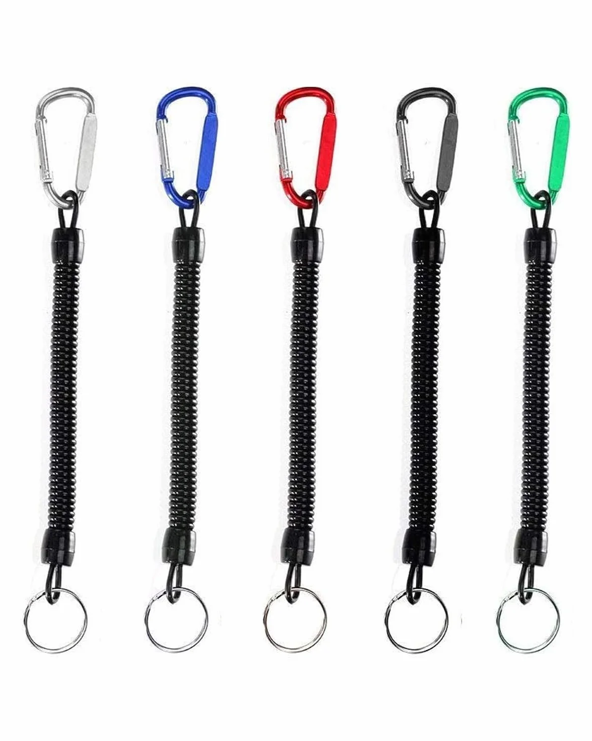 Lot de 5 cordons élastiques pour pêche bateau mousquetons anti-chute alpinisme camping
