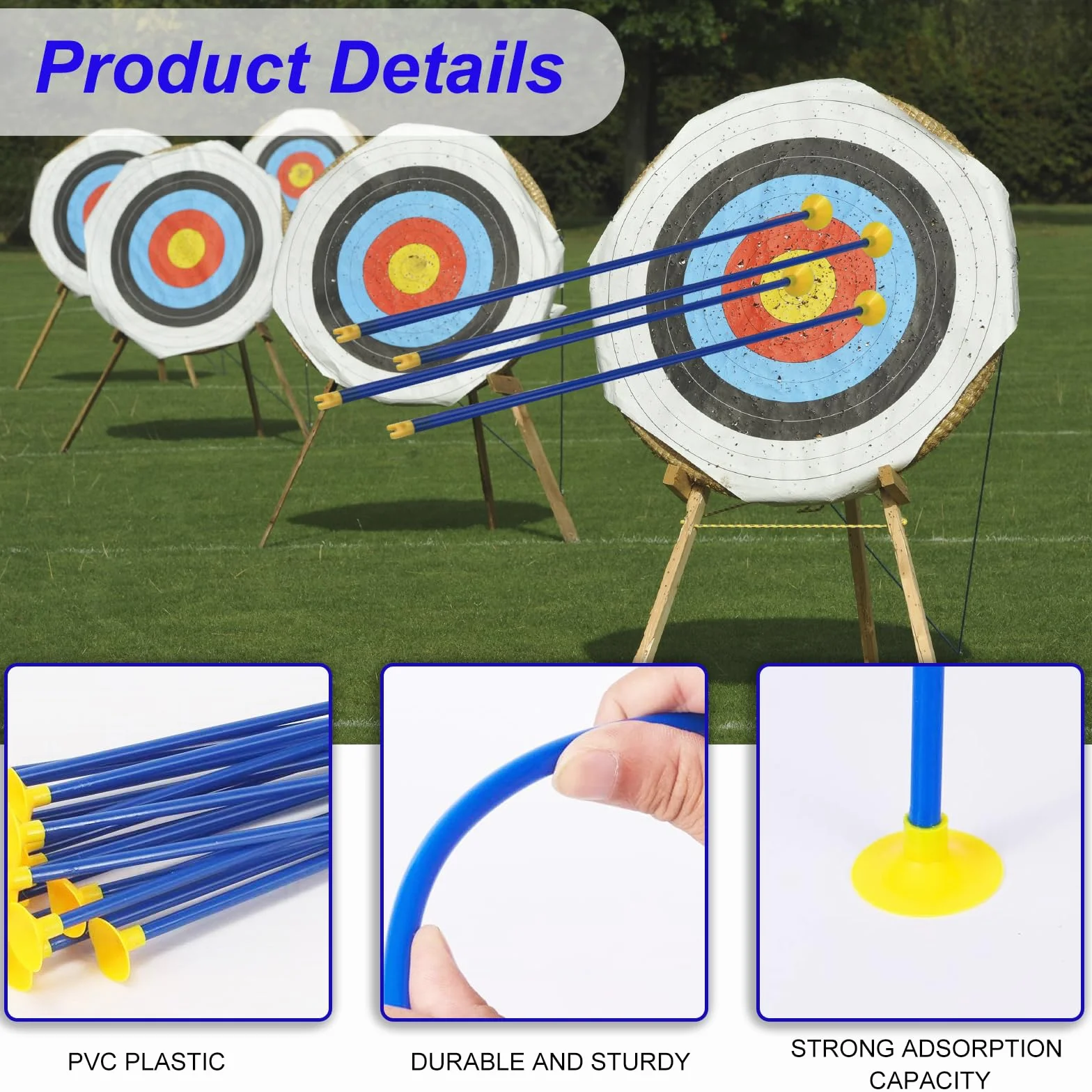 Flèches à Ventouse Plastique 42 cm pour Entraînement au Tir - Bleu
