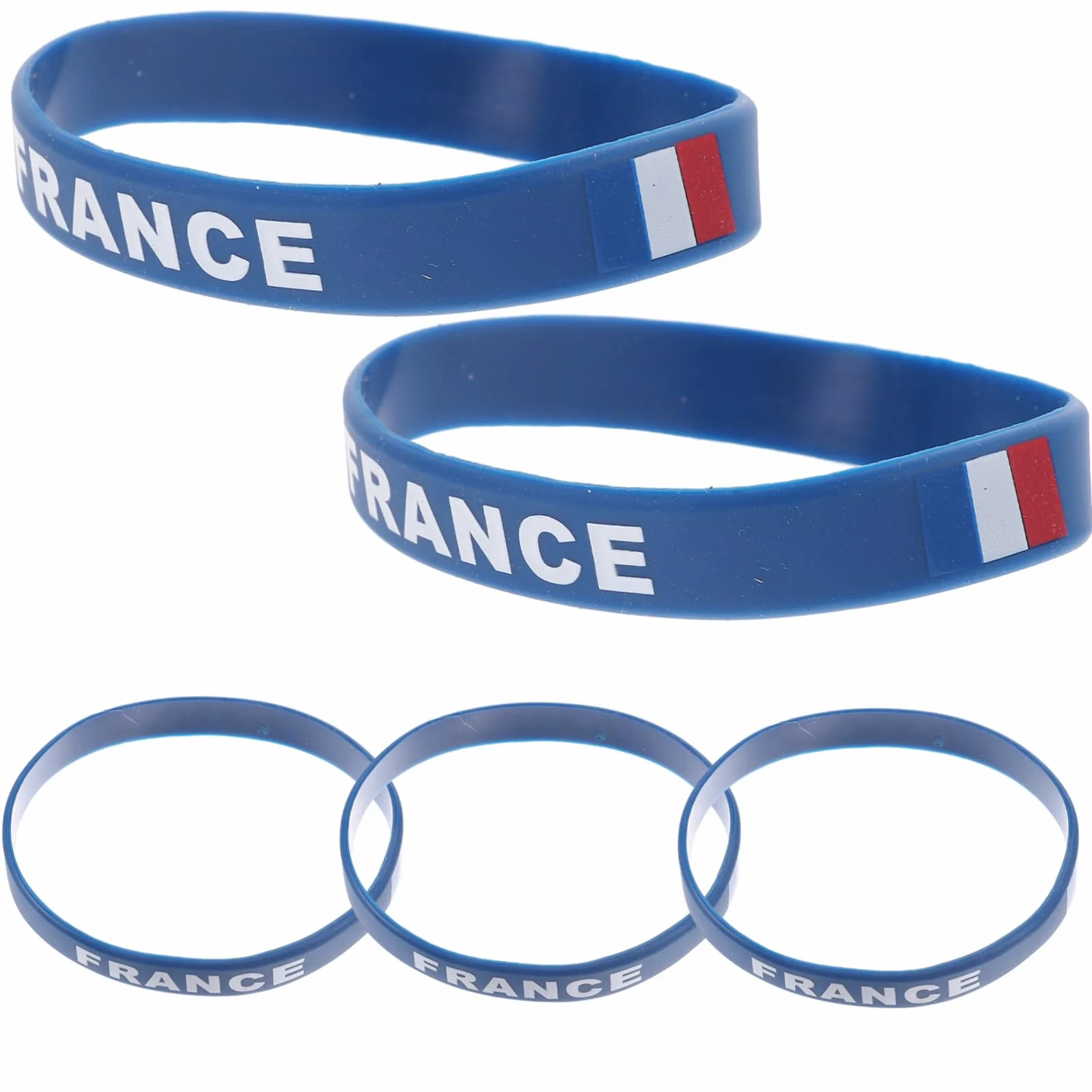Lot de 5 bracelets en silicone avec drapeau de la France imprimé pour homme et femme