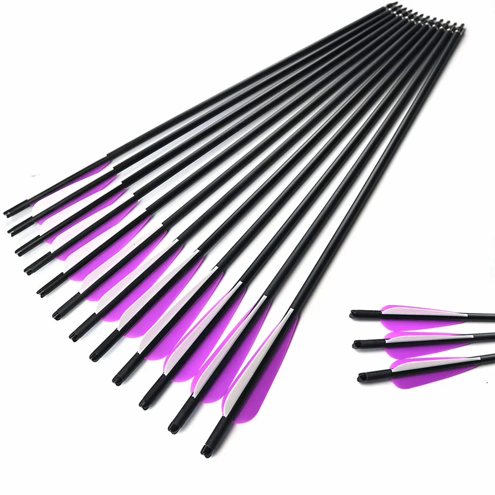 ACCMOS Flèches de Carbone pour Arbalète de Chasse 16-22 pouces Diamètre Intérieur 7.6mm Pointe en Acier Amovible