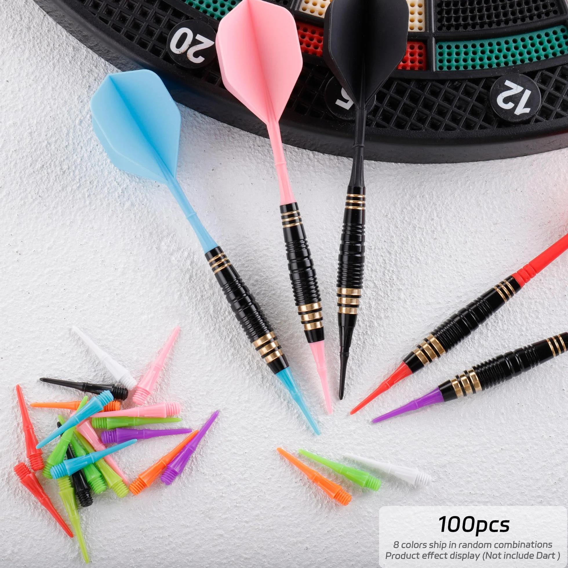CyeeLife Pointes de Fléchettes en Plastique 100 Pièces, Filetage 2BA, Accessoires pour Fléchettes