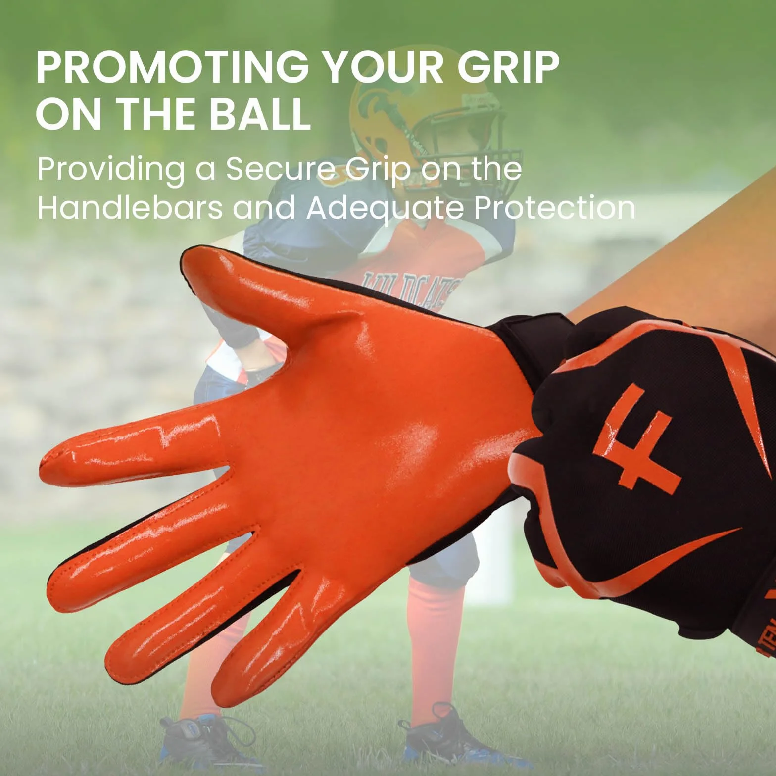 Gants de football américain antidérapants pour enfants – Protection imperméable élastique souple Orange 5-14 ans