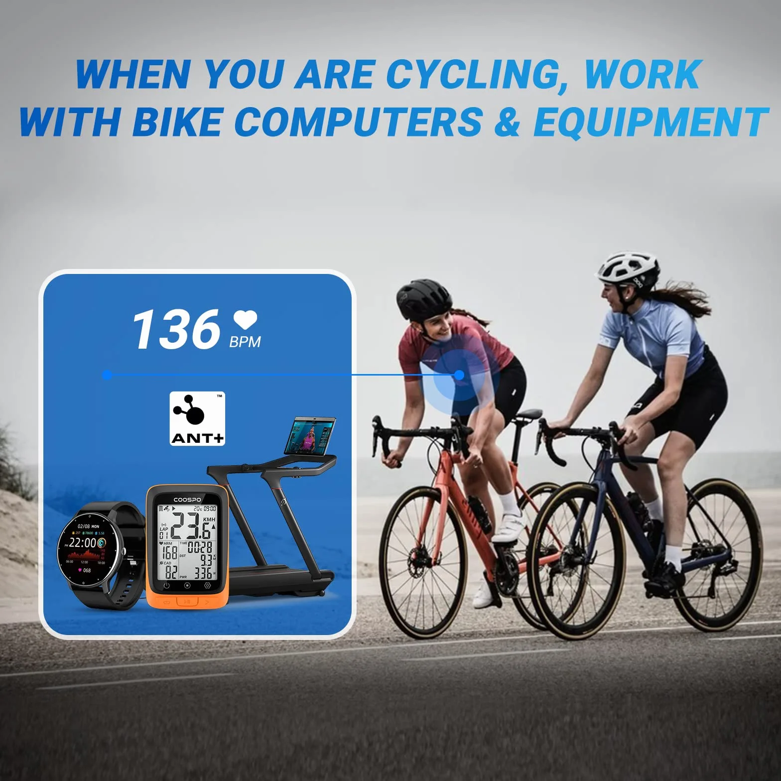 Moofit HR8 Moniteur de fréquence cardiaque Bluetooth 5.0 Ant+ IP67 étanche Noir