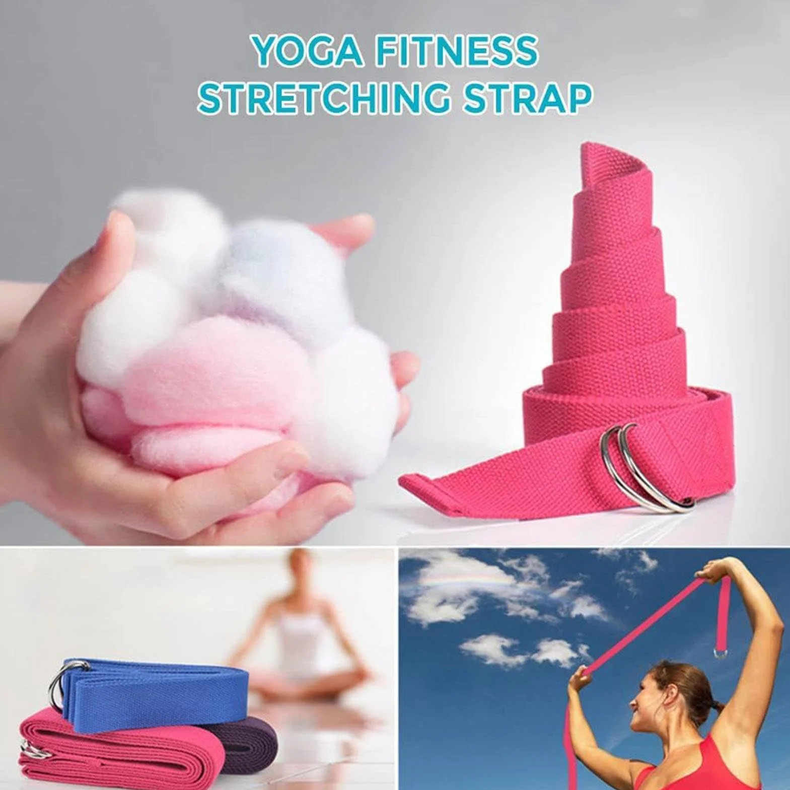Pilates Anneau Kit avec Ceinture Extensible Accessoires d'Entraînement Multifonctionnel pour Femmes