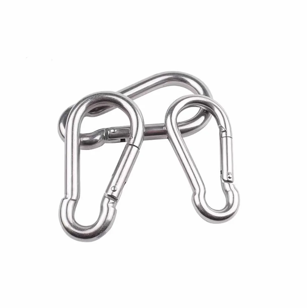 Mousquetons en Acier Inoxydable 304 M5 50 x 5 mm pour Porte-clés Camping Pêche Randonnée