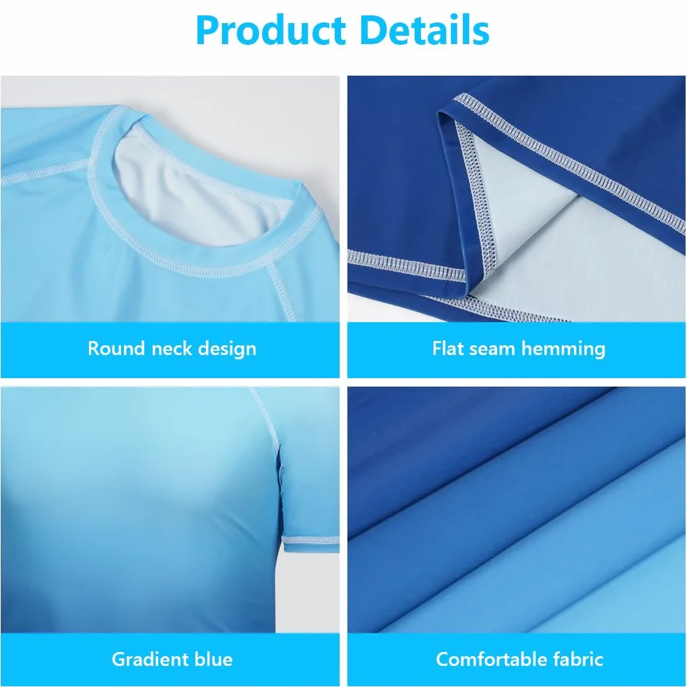 Rashguard Homme Anti-UV Manches Courts T-Shirt de Sport pour Natation Surf Plongée Séchage Rapide