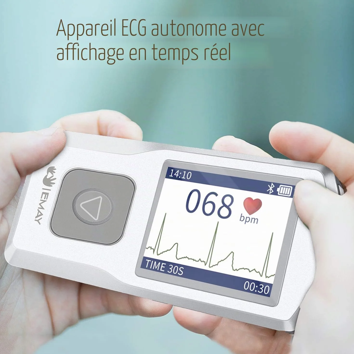 EMAY Bluetooth Moniteur ECG Portable EMG-20 sans Fil Mobile Electrocardiographe
