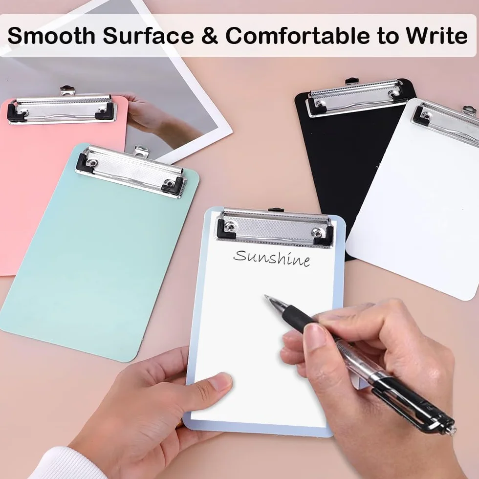 Mini Porte Bloc avec Pince 18 x 12,5 cm Planchettes à Pince en Plastique 5 Couleurs pour Infirmières Étudiants Employés de Bureau