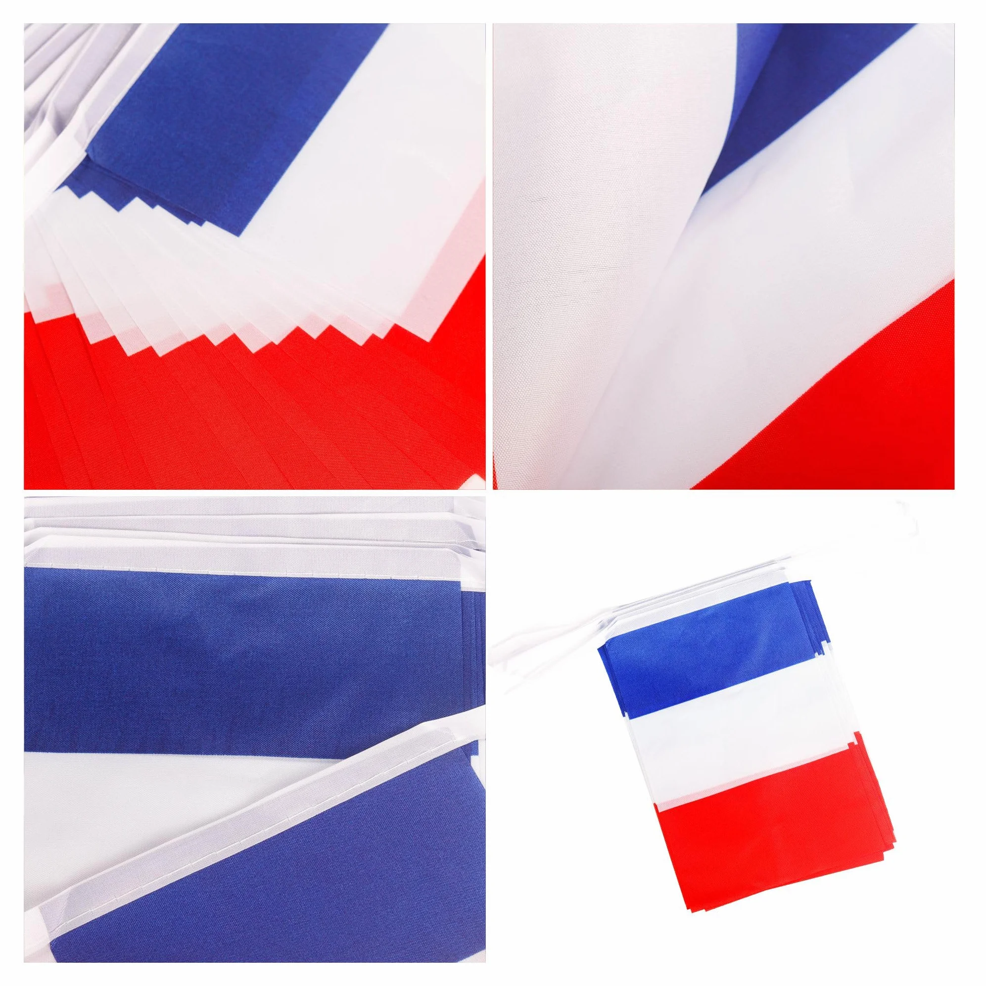 Guirlande de 30 drapeaux de la France 14 x 21 cm 10 m Motif football européen 2024 Décoration de fête