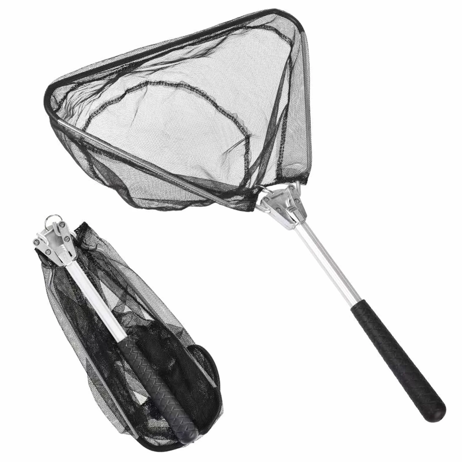 Épuisette de Pêche Pliable 30 x 30 cm Profondeur 20 cm Poignées Antidérapantes Filet en Nylon Portable