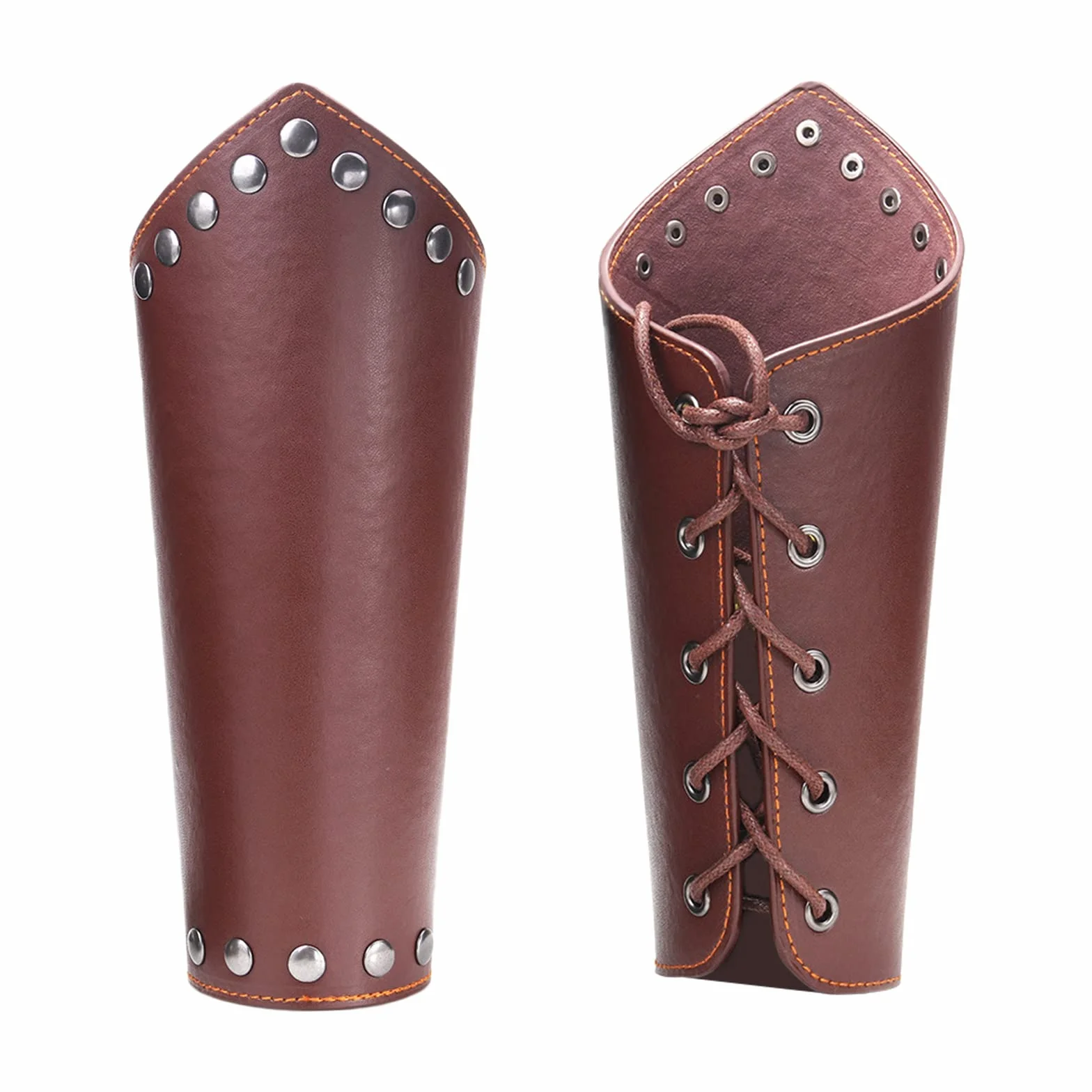 GORGECRAFT Cuir Gauntlet Bracelet Médiéval Armure Brassards Viking Poignet Gardes Bras Garde Tir à L'Arc Boucle Brassards Unisexe Cuir Poignets Brassard Bijoux Costume Kit Marron