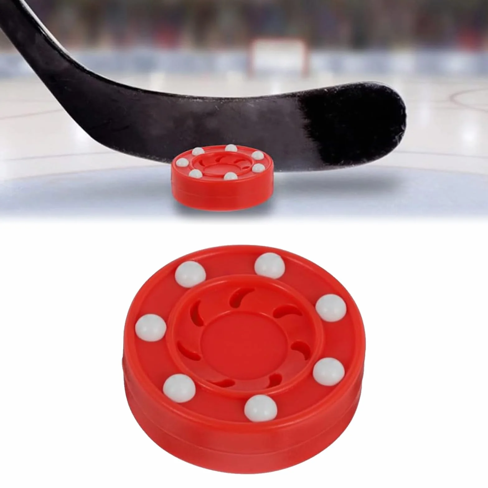 Palet de Hockey sur Route pour Entraînement, Roller Hockey Jeu d'Entraînement, Intérieur Extérieur Rouge
