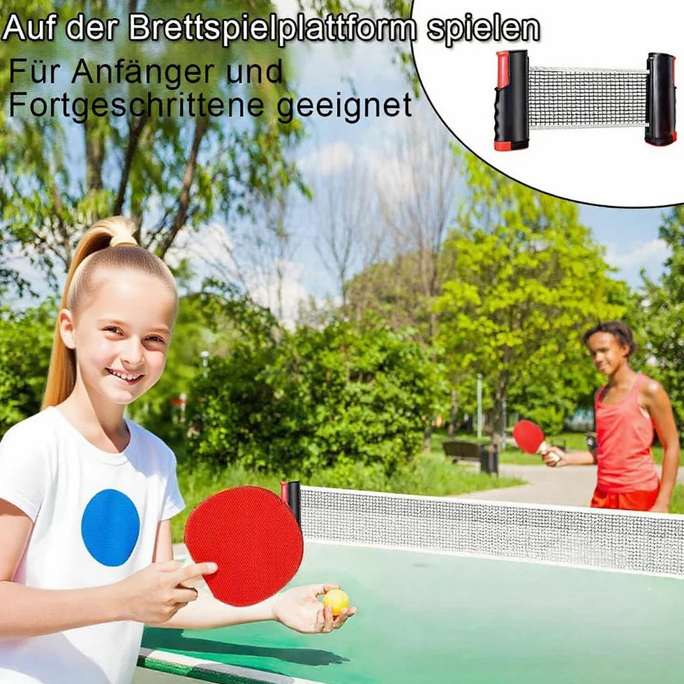 Set de tennis de table pour enfants - 2 raquettes, 6 balles, filet extensible