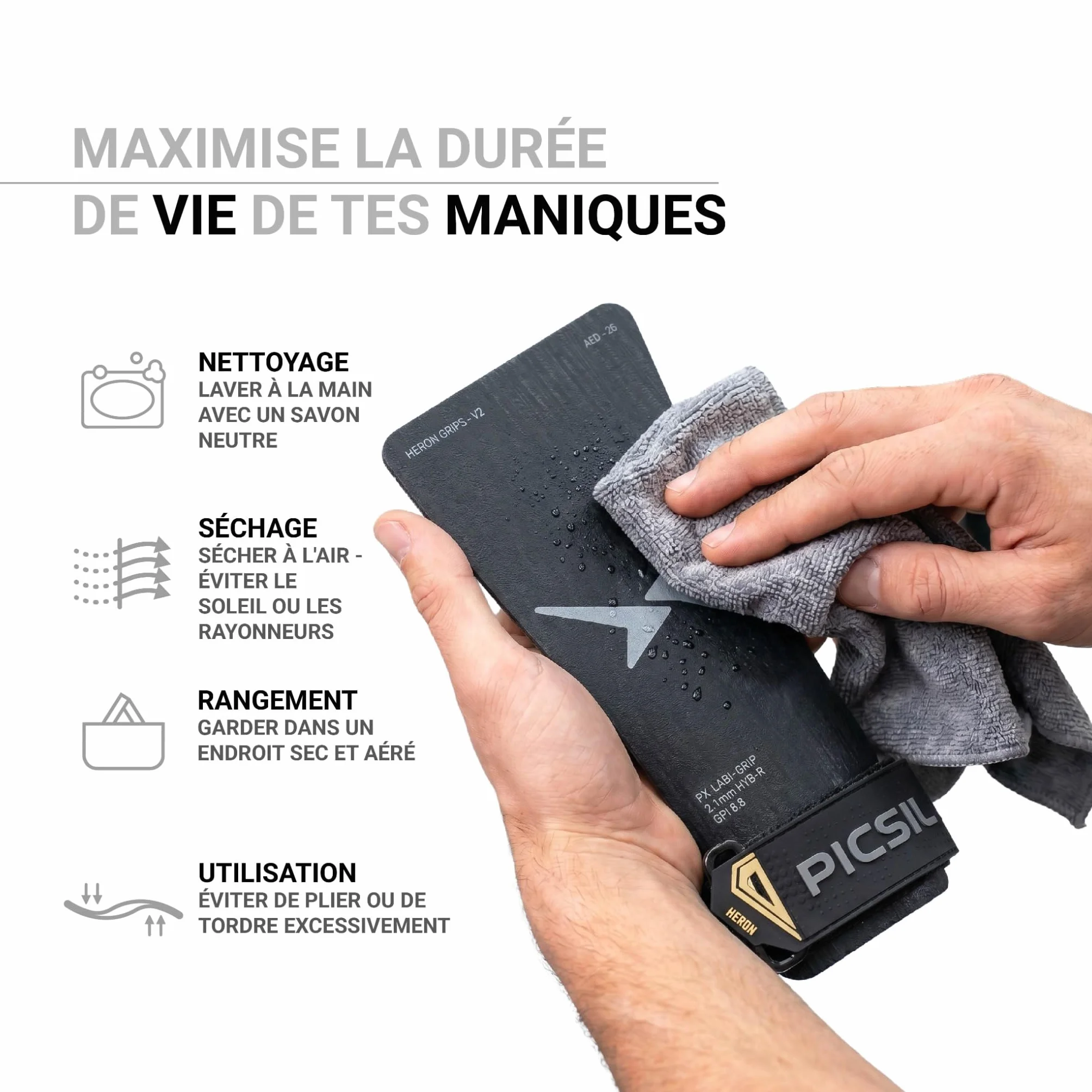 Maniques Heron PICSIL pour WOD Cross Training Calisthenics Fitness avec Étui Protège-Poignets