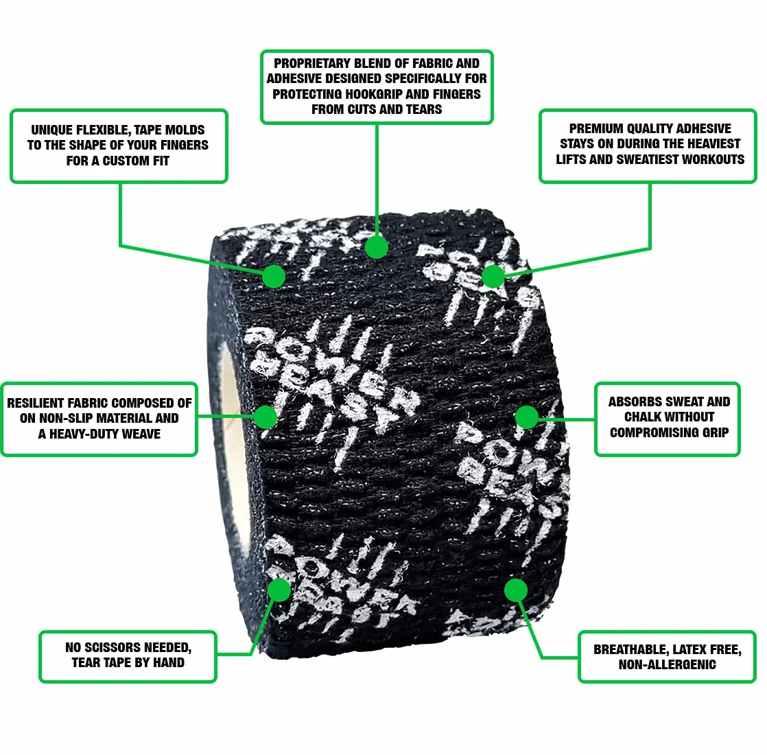 Sport Tape Crossfit 3 Rouleaux Cohesive Tape Elastique Hook Grip Coton Résistant à la Transpiration