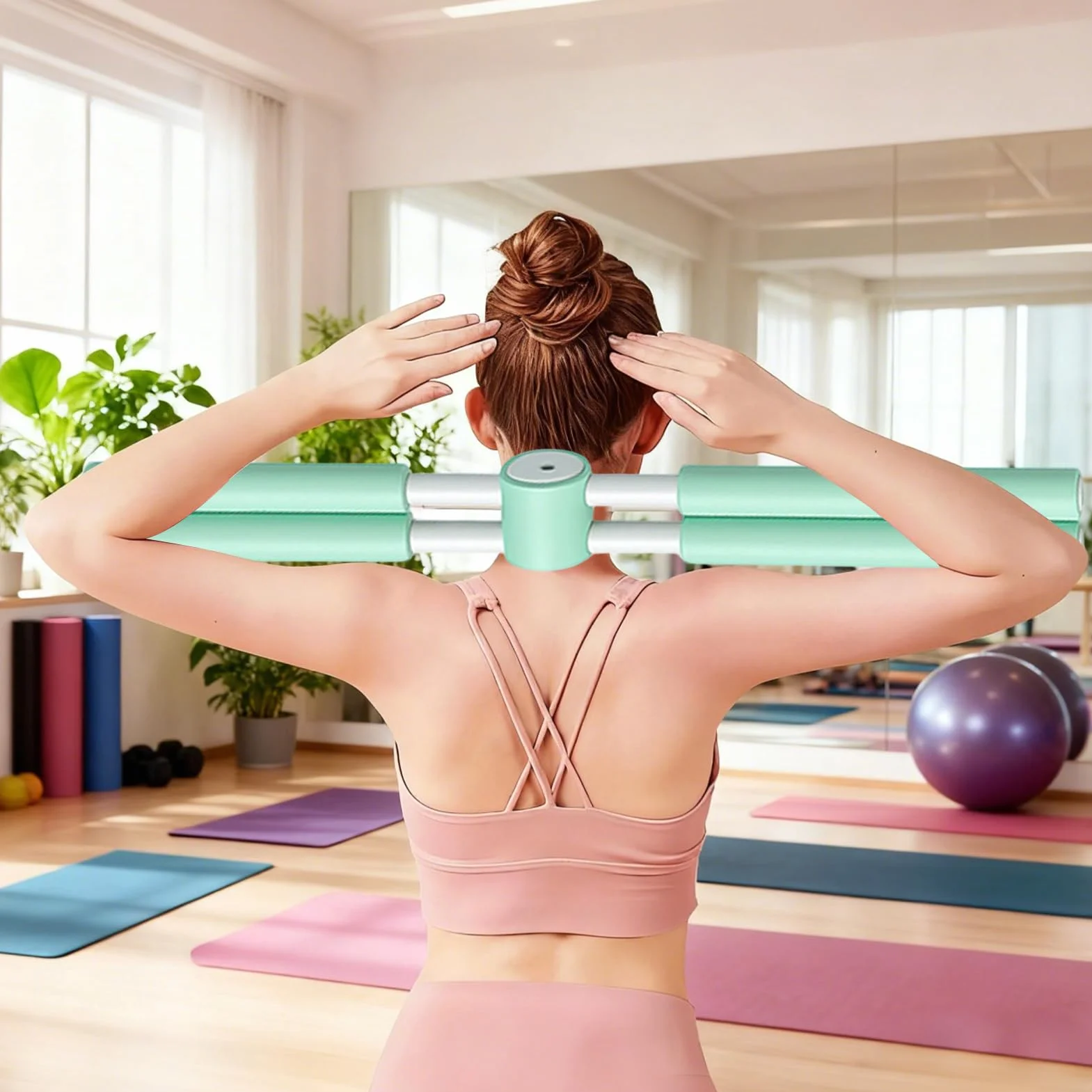 Poteau De Yoga pour Correction De Postures, 2pcs Bâtons De Yoga pour Étirement, Pilates Stick Outil D'étirement, Équipement De Fitness