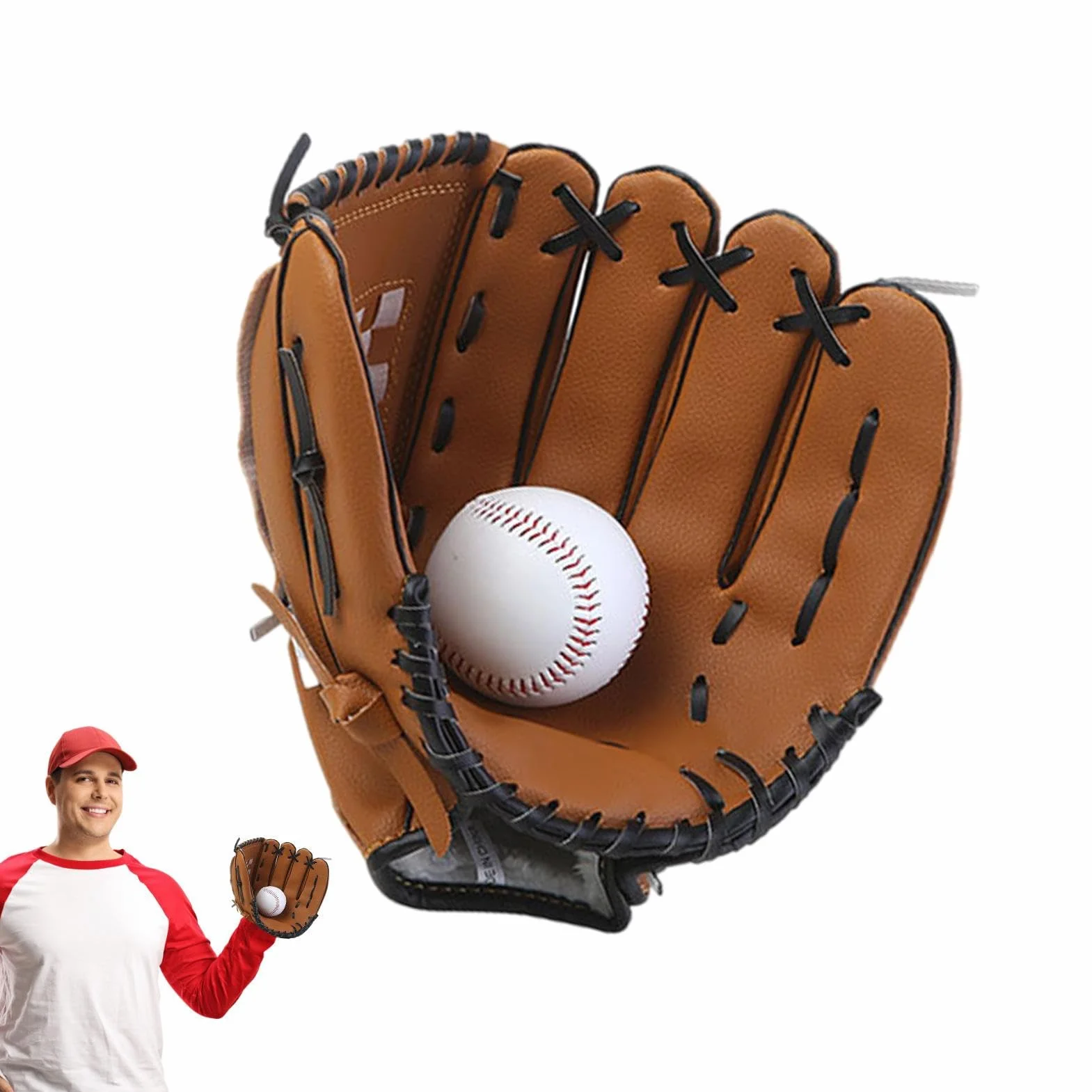 Gants de baseball et softball en cuir PU durables pour enfants et adultes S/M/L