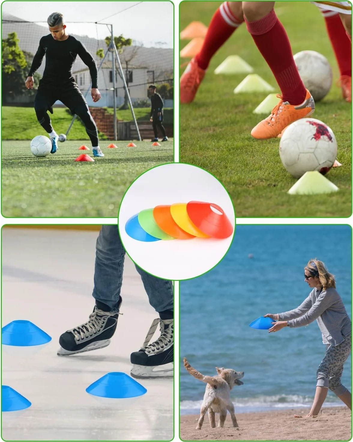 Plots Entrainement Football Cône Disque avec Support Rangement 50 Pcs