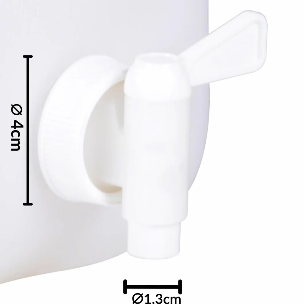 Bidon à Eau 10 L Jerrican Extra Fort avec Bouchon Simple et Robinet Certifié Contact Alimentaire 29 x 14 x 35 cm Naturel