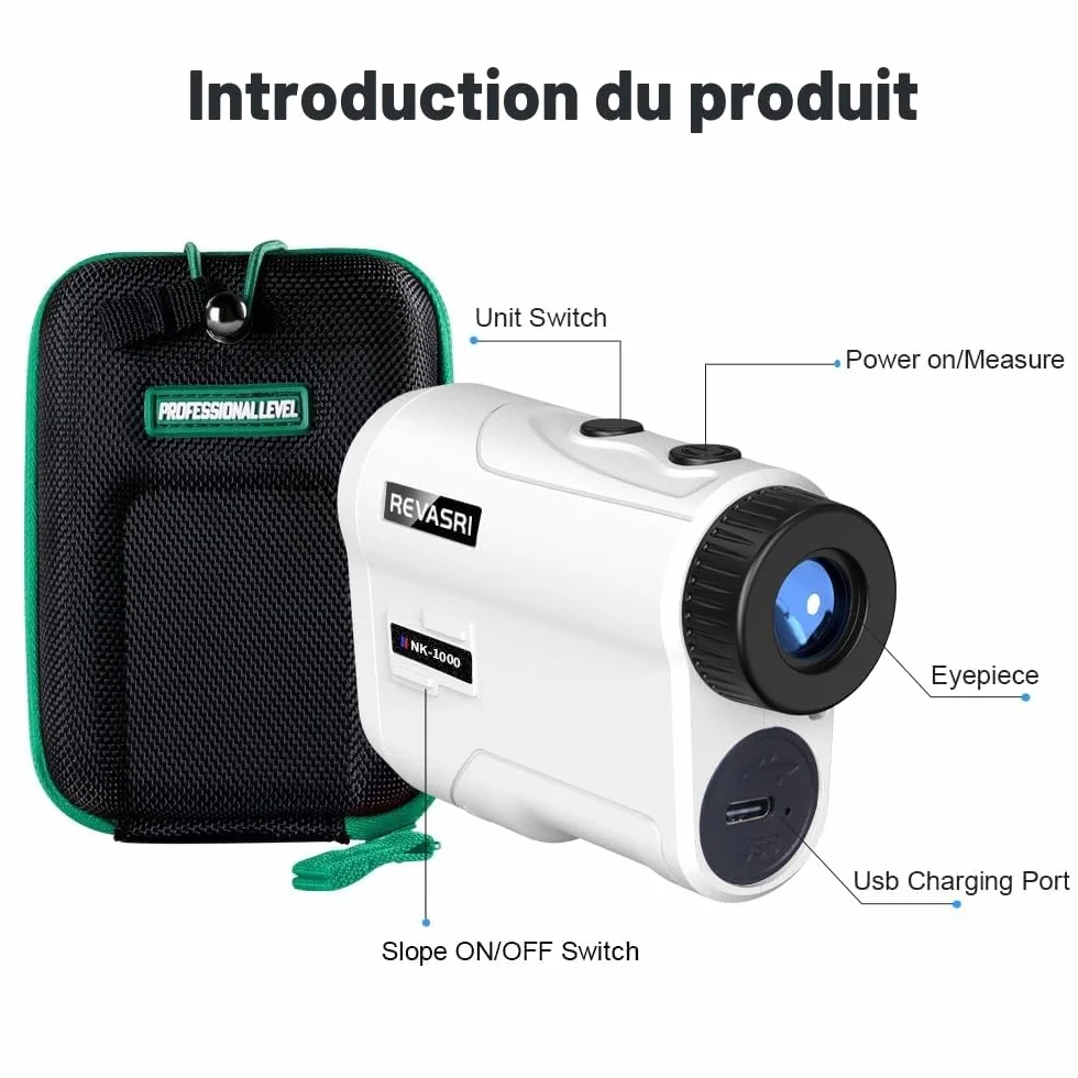 REVASRI Télémètre de golf laser 1000 yds avec vibration verrouillage pente mât drapeau batterie rechargeable