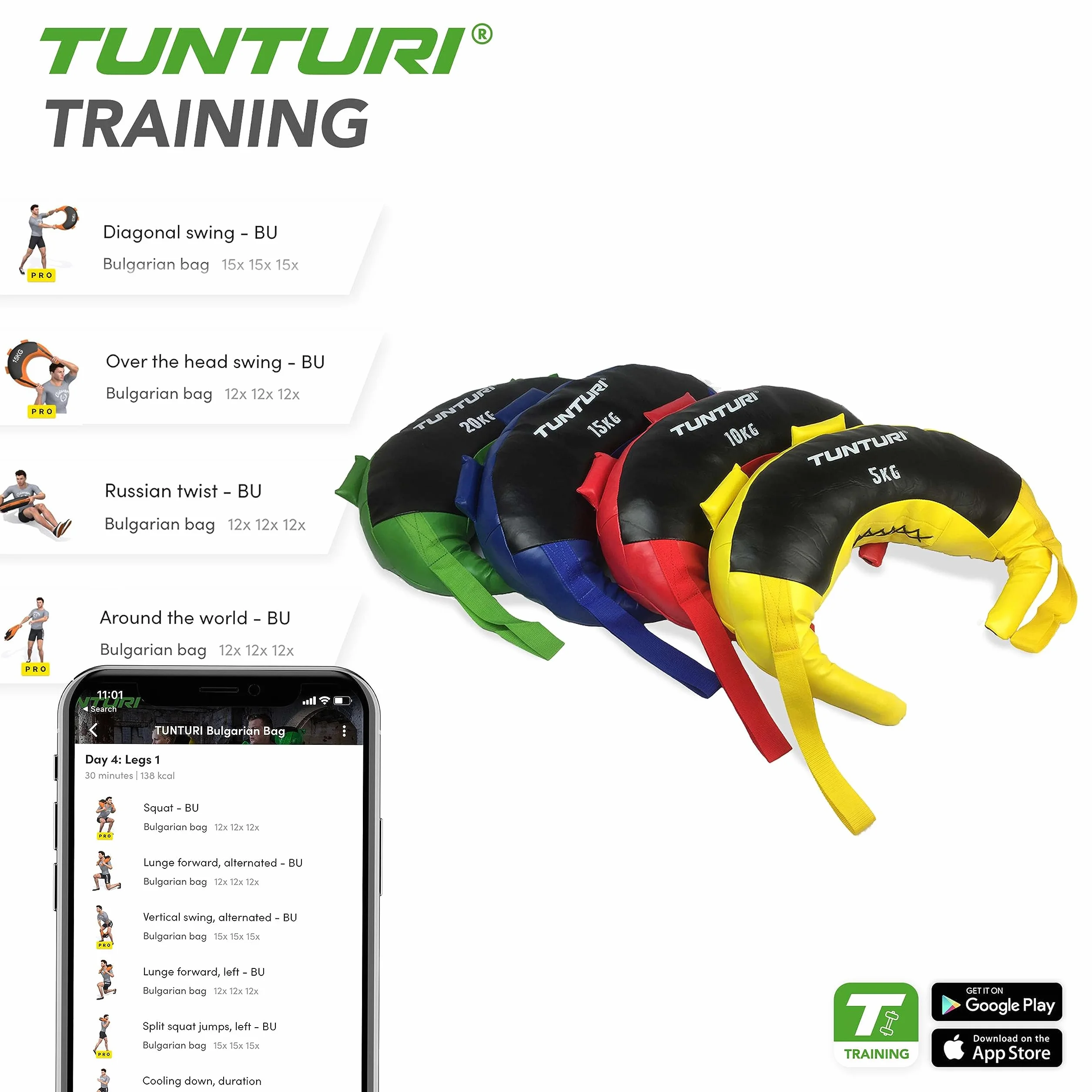 Tunturi 14TUSCF018 Sac de frappe bulgare bleu pour entraînement