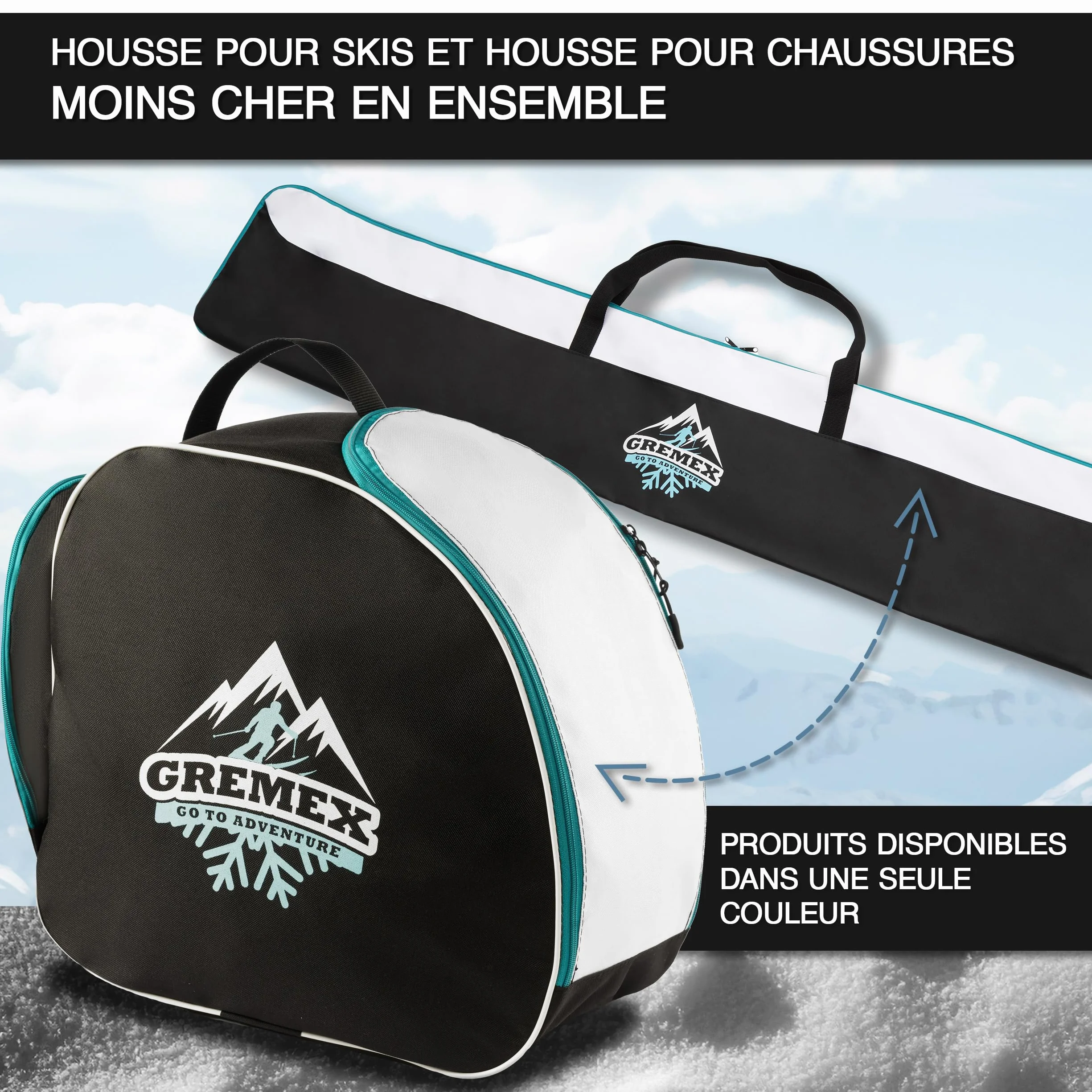 Sac de Ski imperméable léger pour 1 Paire de Skis Alpin Compact