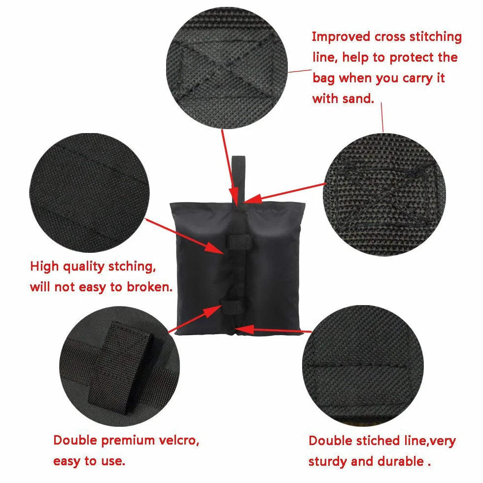Sacs de poids pour abris instantanés robustes - Sac de sable pour tente pop-up, noir taille M