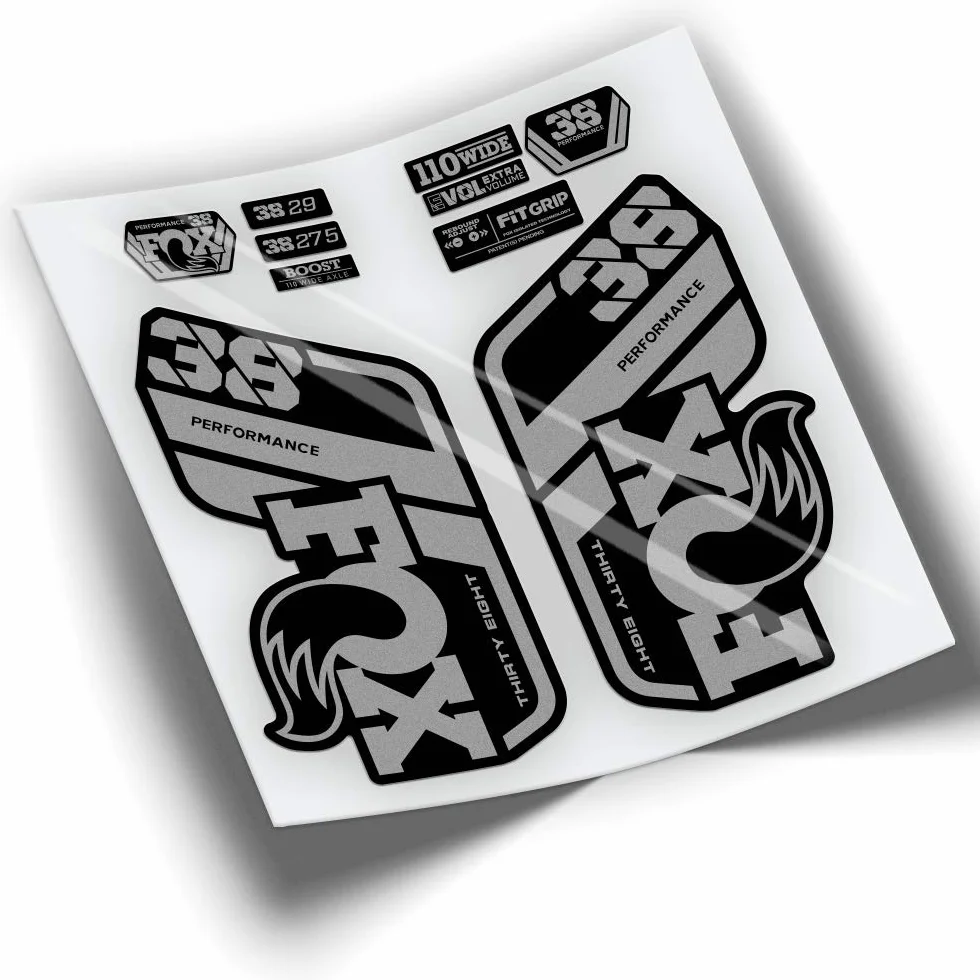 Autocollants compatibles FOX 38 PERFORMANCE 2021-2025 MTB ARGENT