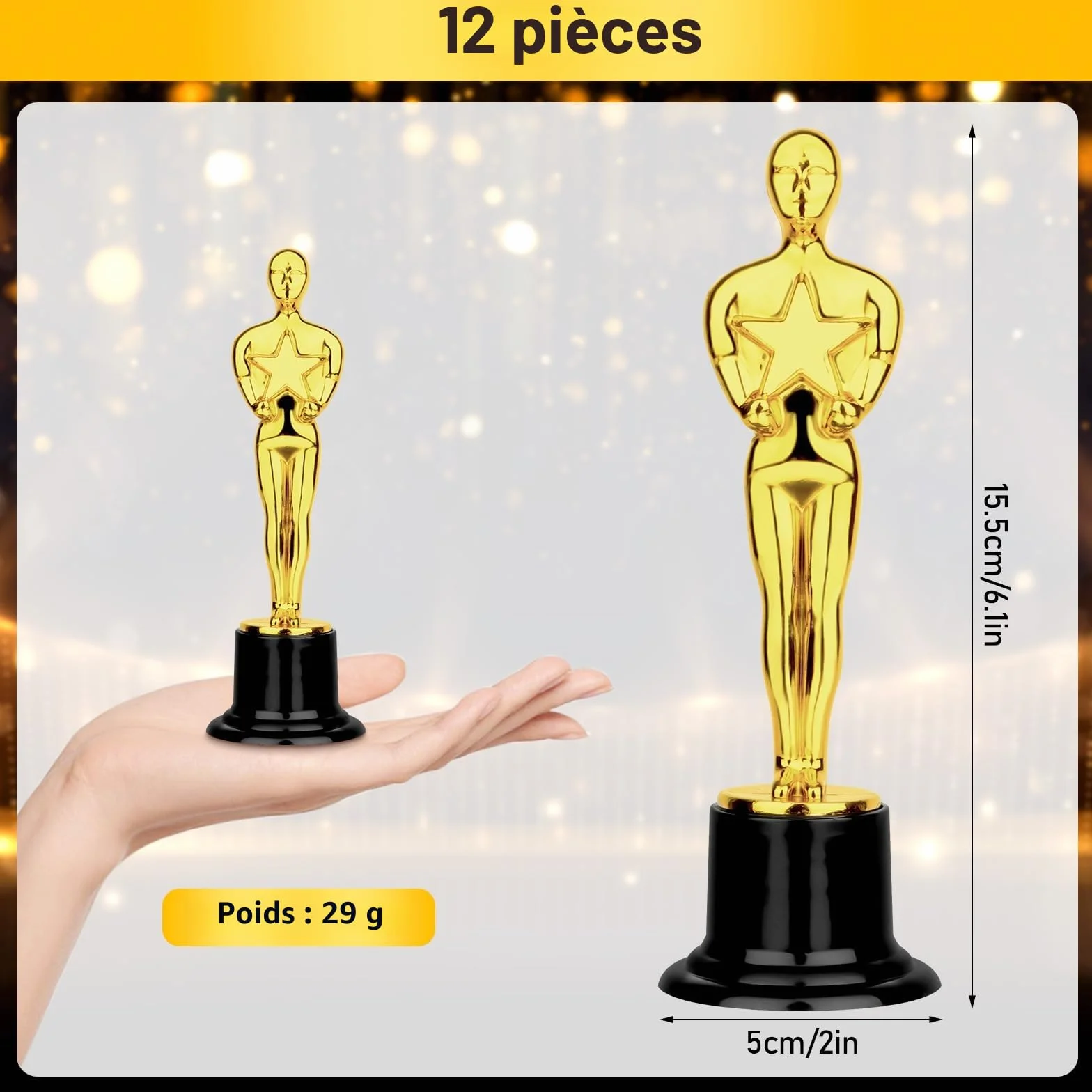 Trophée Football Personnalisable en Plastique Mini Champions 12 Pièces pour Sports Awards