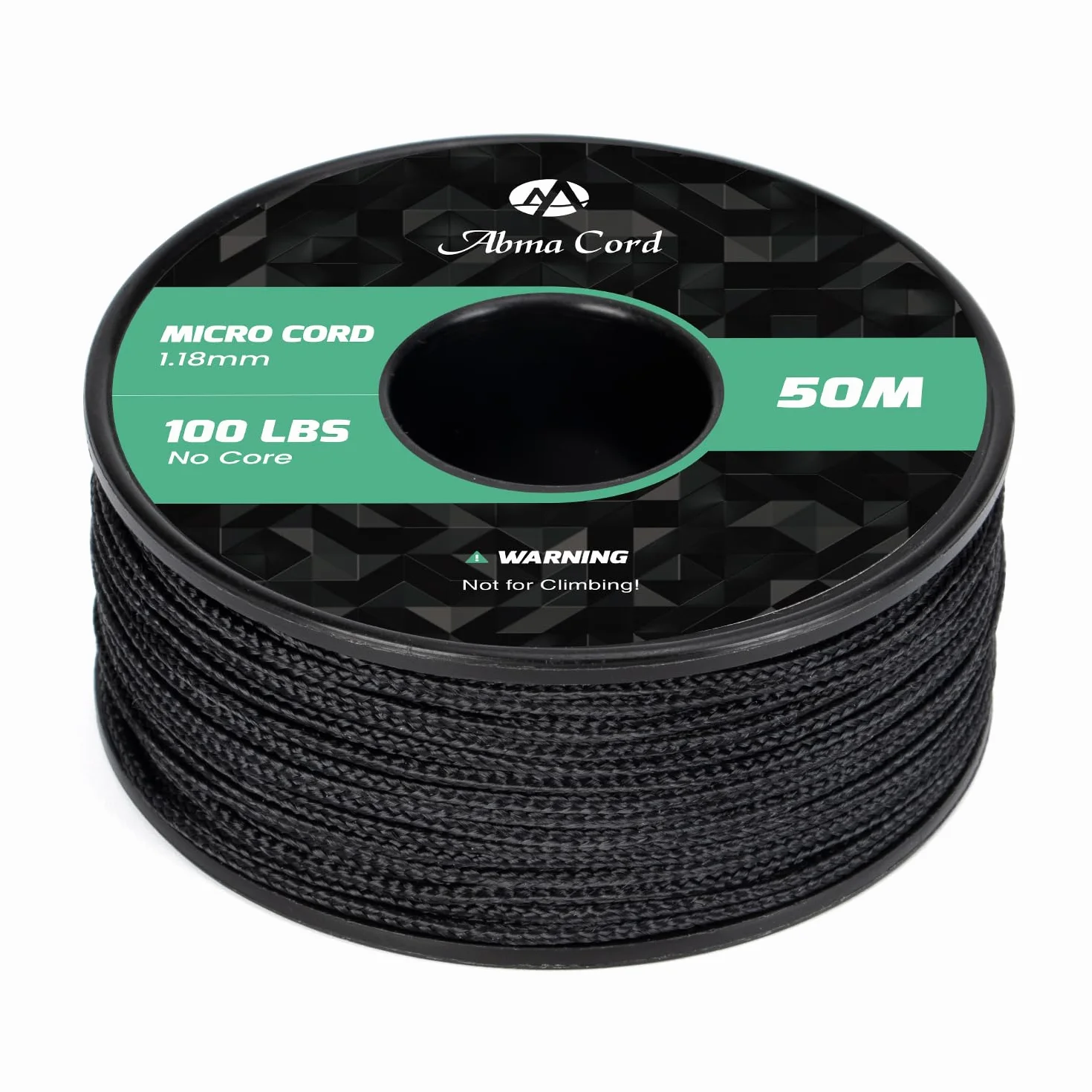 Abma Cord Micro Corde 1,18 mm Paracorde 50M Bobine Noir - Max. 45kg