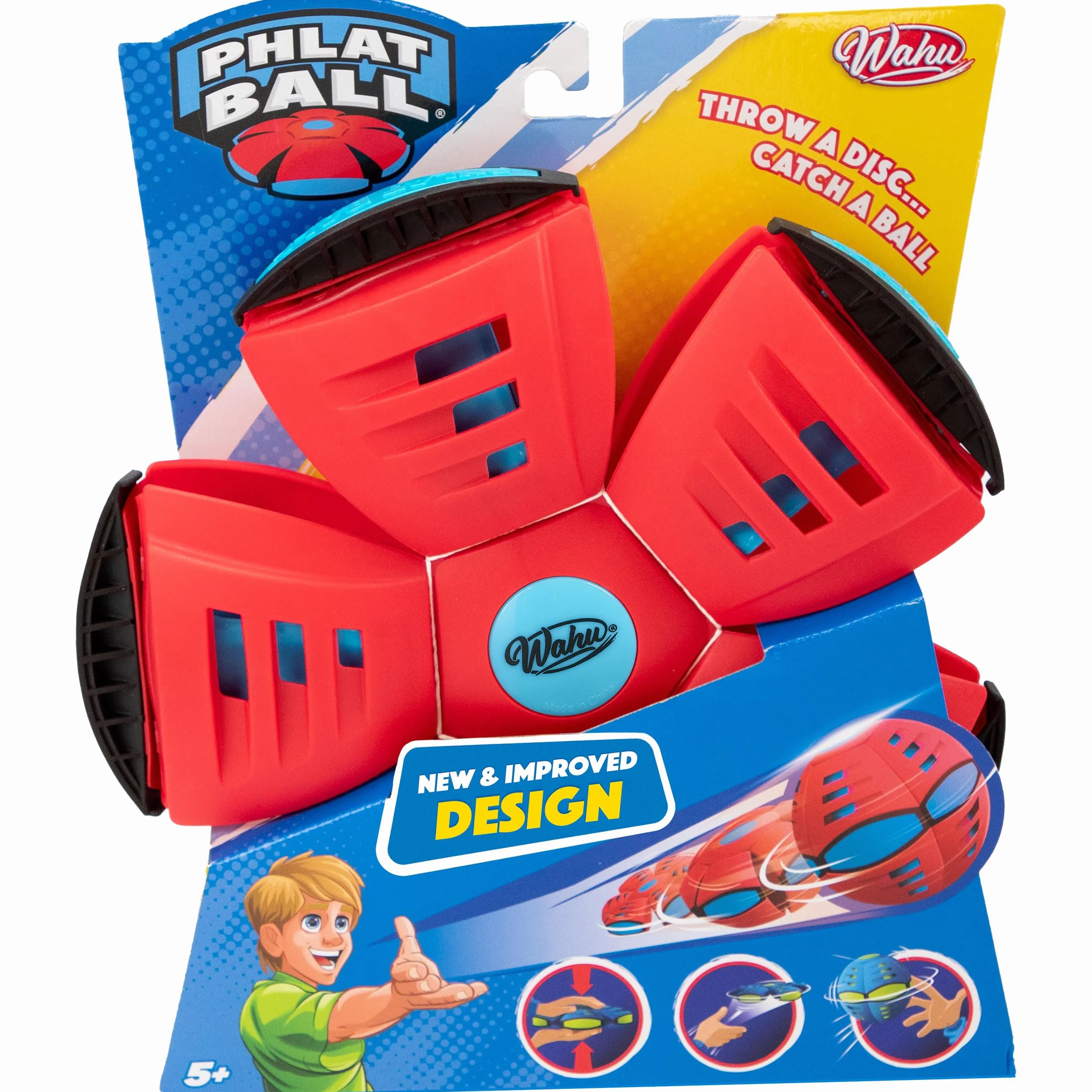 Wahu PHLAT BALL Classic Rouge Frisbee Volant Transformable en Ballon Jeux Extérieur Enfants 5 Ans 15,7cm 22,9 cm