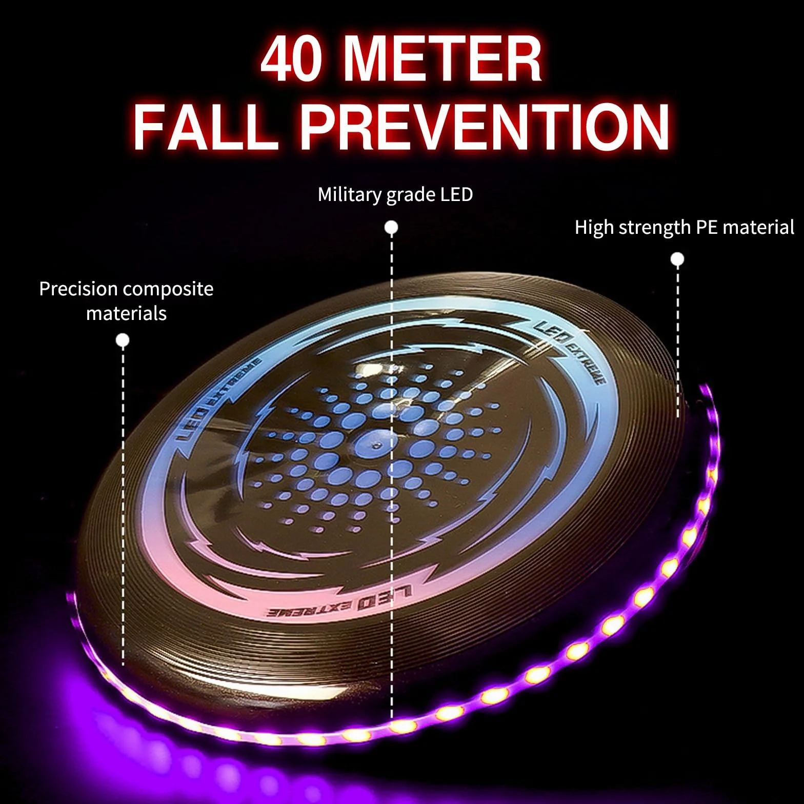 Ultimate Frisbee Disque Volant Lumineux LED 49 Lumières pour Adultes Enfants Plage Pelouse