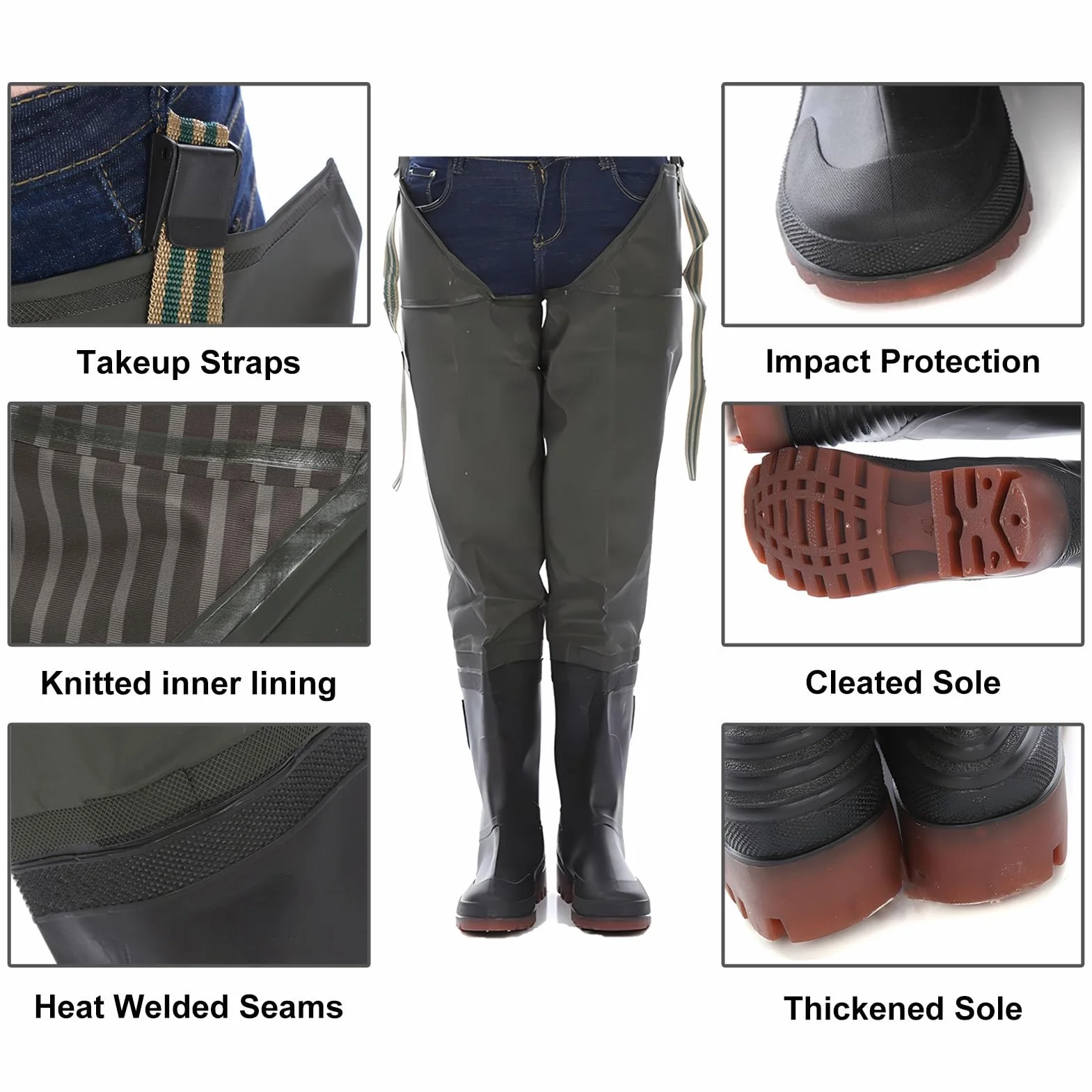 BootfootWader De Pêche Isolé Et Imperméable Cuissardes De Hanche Hommes Femmes 42 EU