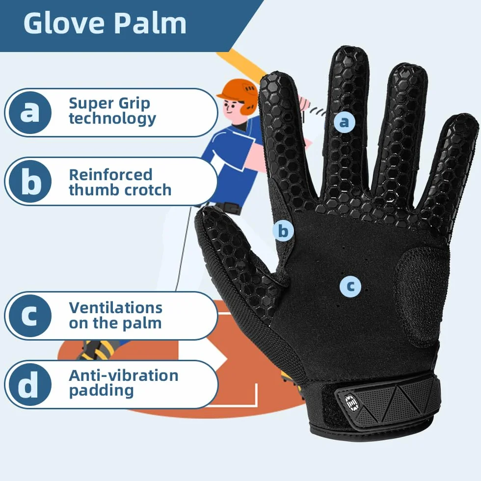 Seibertron S.P.B.G 2.0 Gants de Baseball/Softball Batting Super Grip Protecteur Finger Fit Adulte Junior
