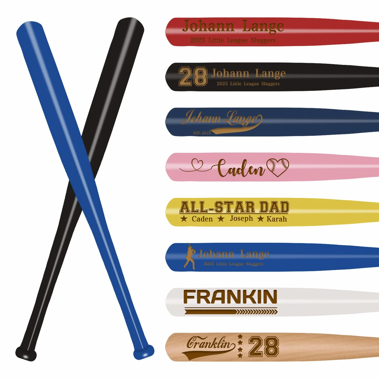 Mini battes de baseball personnalisées en bois 45,7 cm Tee Ball Entraîneur