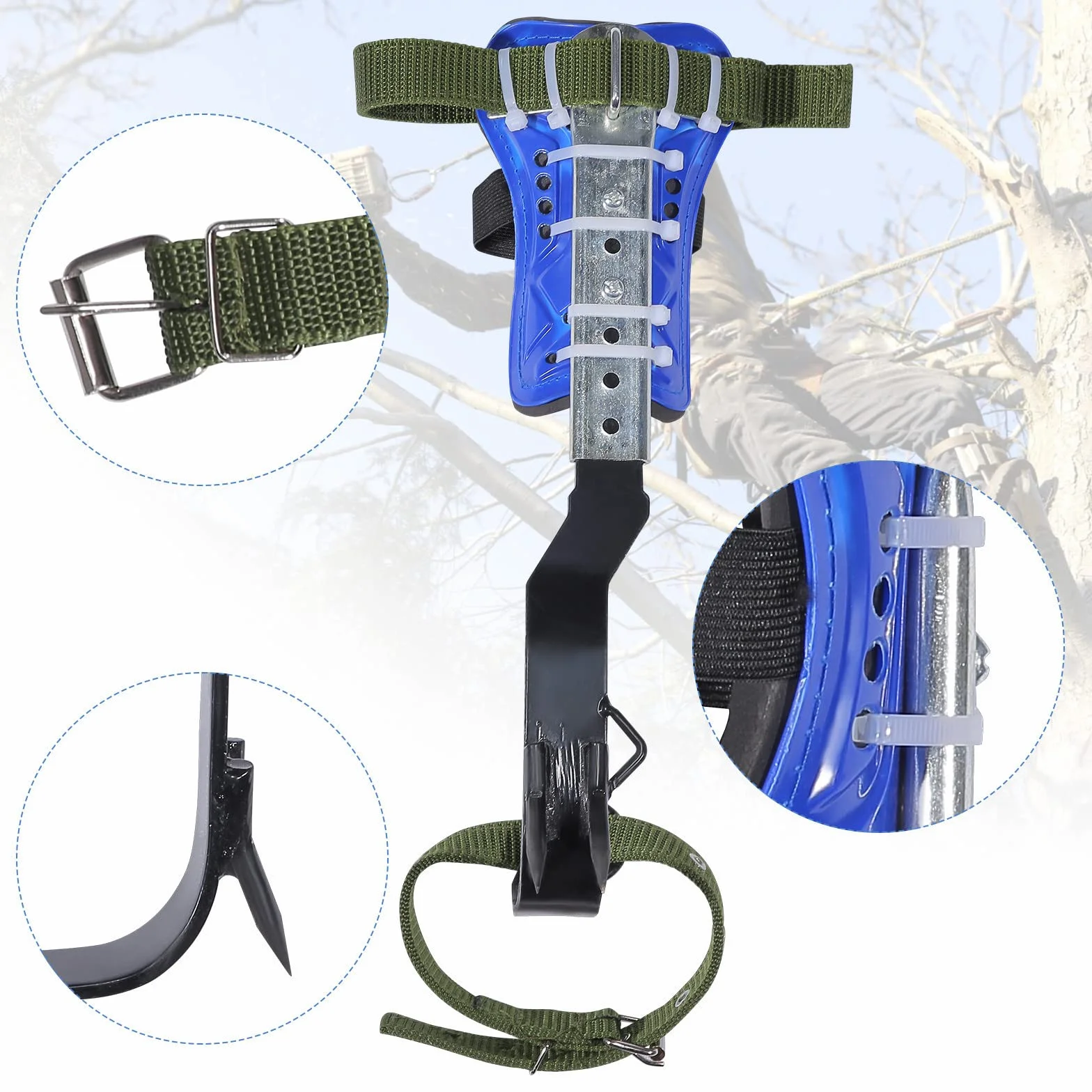 Crampons d'arbre à l'escalade 2 Vitesses Sangles de sécurité 5 Points pour grimper aux arbres cueillir des Fruits Sports de Plein air