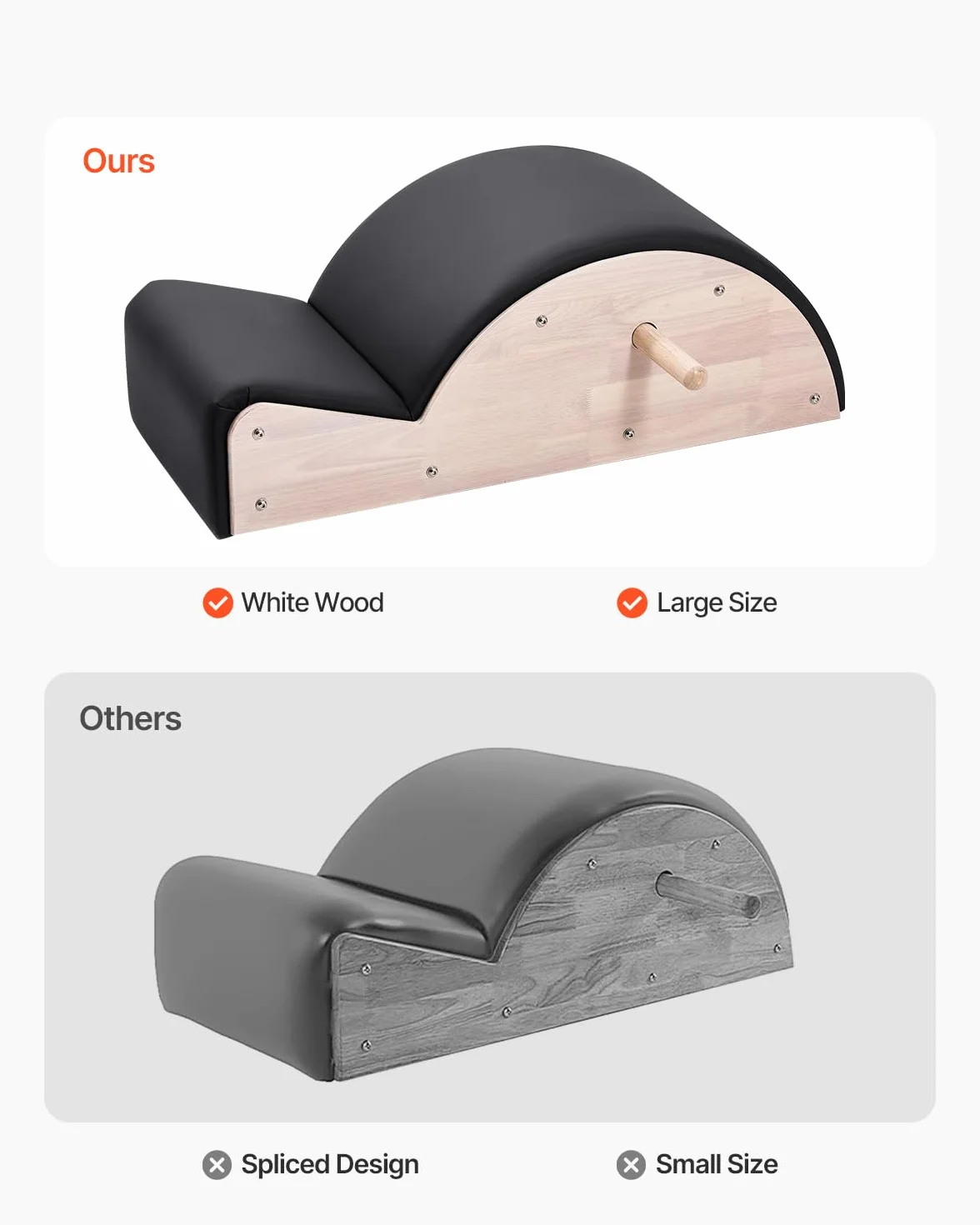VEVOR Correcteur de Colonne Vertébrale Pilates, Arc Pilates en Bois d'Hévéa, Accessoire Yoga, Exercices Équilibre Étirement Renforcement Tronc