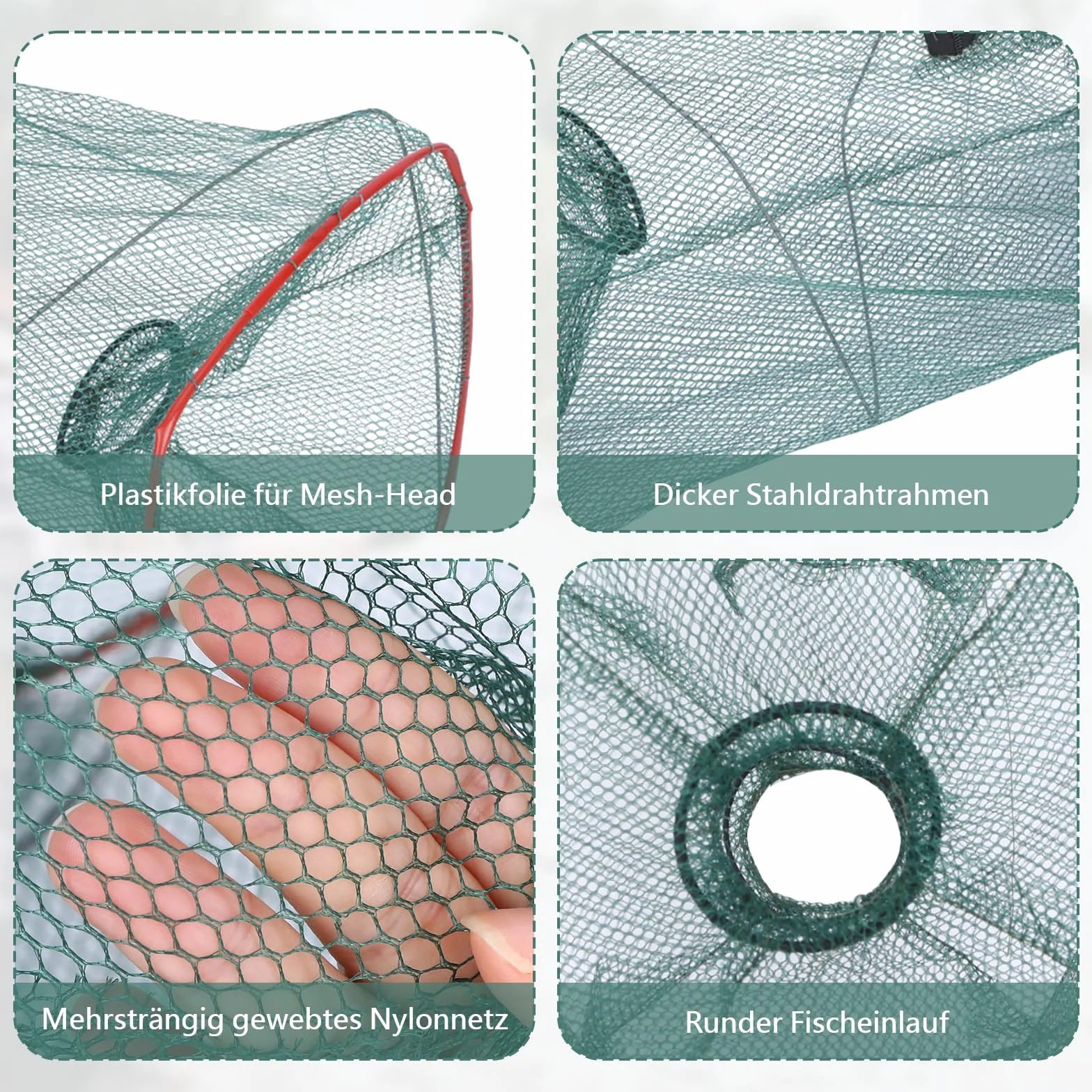 Lot de 4 filets à poissons pliables, cage à crevettes, 46 x 22 x 22 cm