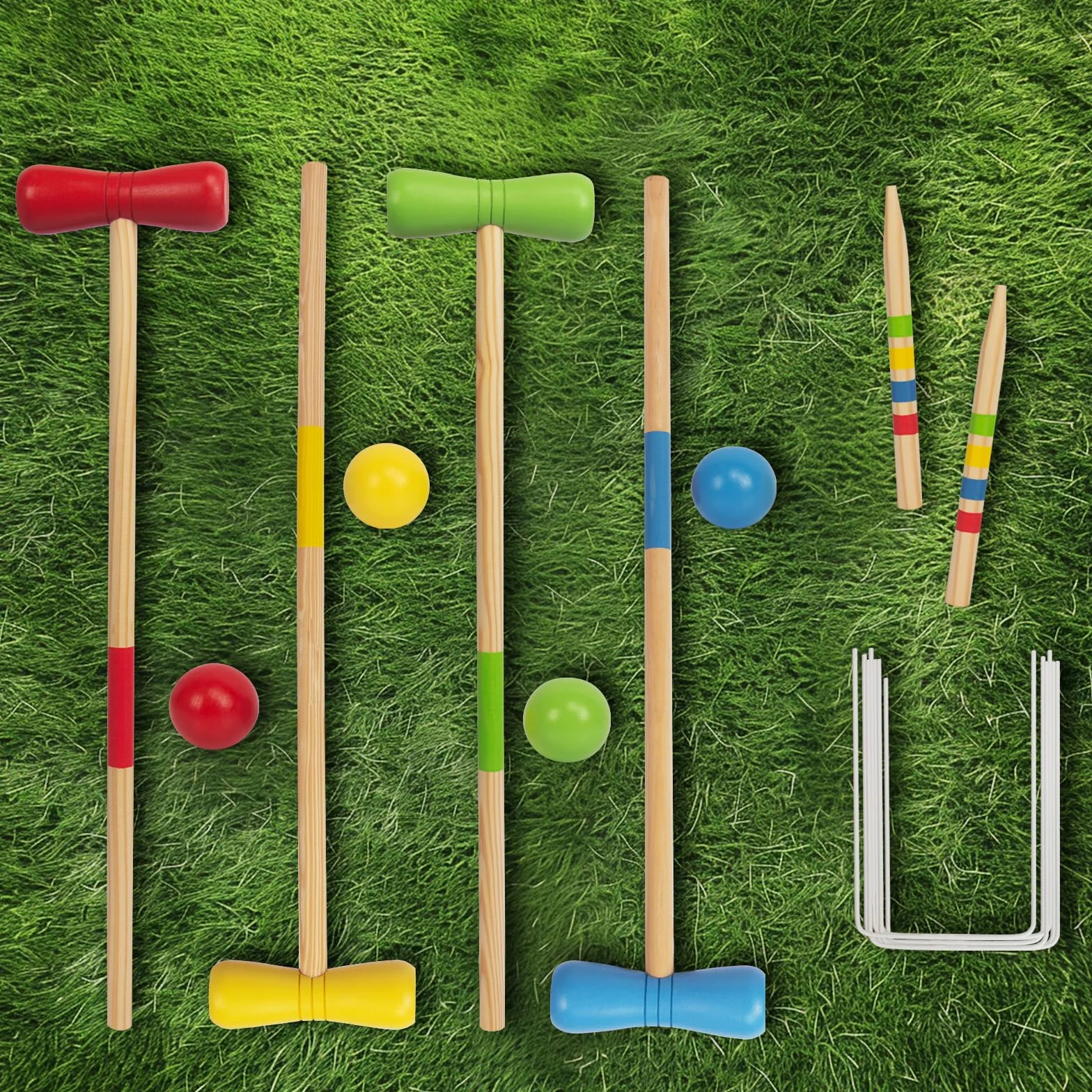Jeu de croquet en bois WOODENFUN pour 4 joueurs enfants adultes extérieur 3 ans