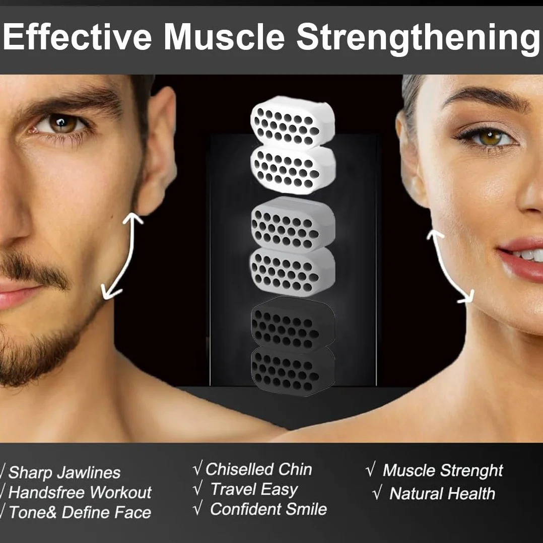 6Pcs Jaw Exerciser Musculation Machoire, Exerciseur de Mâchoire Hommes Femmes, Outil Beauté Visage