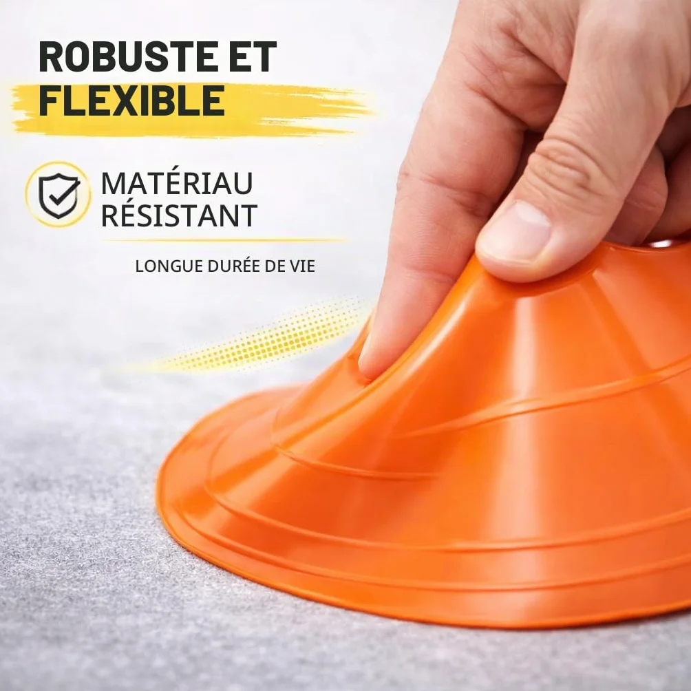 Cônes de marquage Slalom pour football, athlétisme - Accessoires d'entraînement