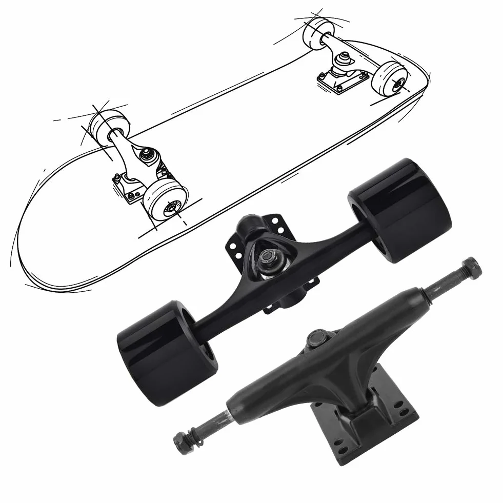 Alomejor Trucks de Skateboard en Alliage Alu-Magnésium 2 pcs – Réglables pour Planche à roulettes, Longboard