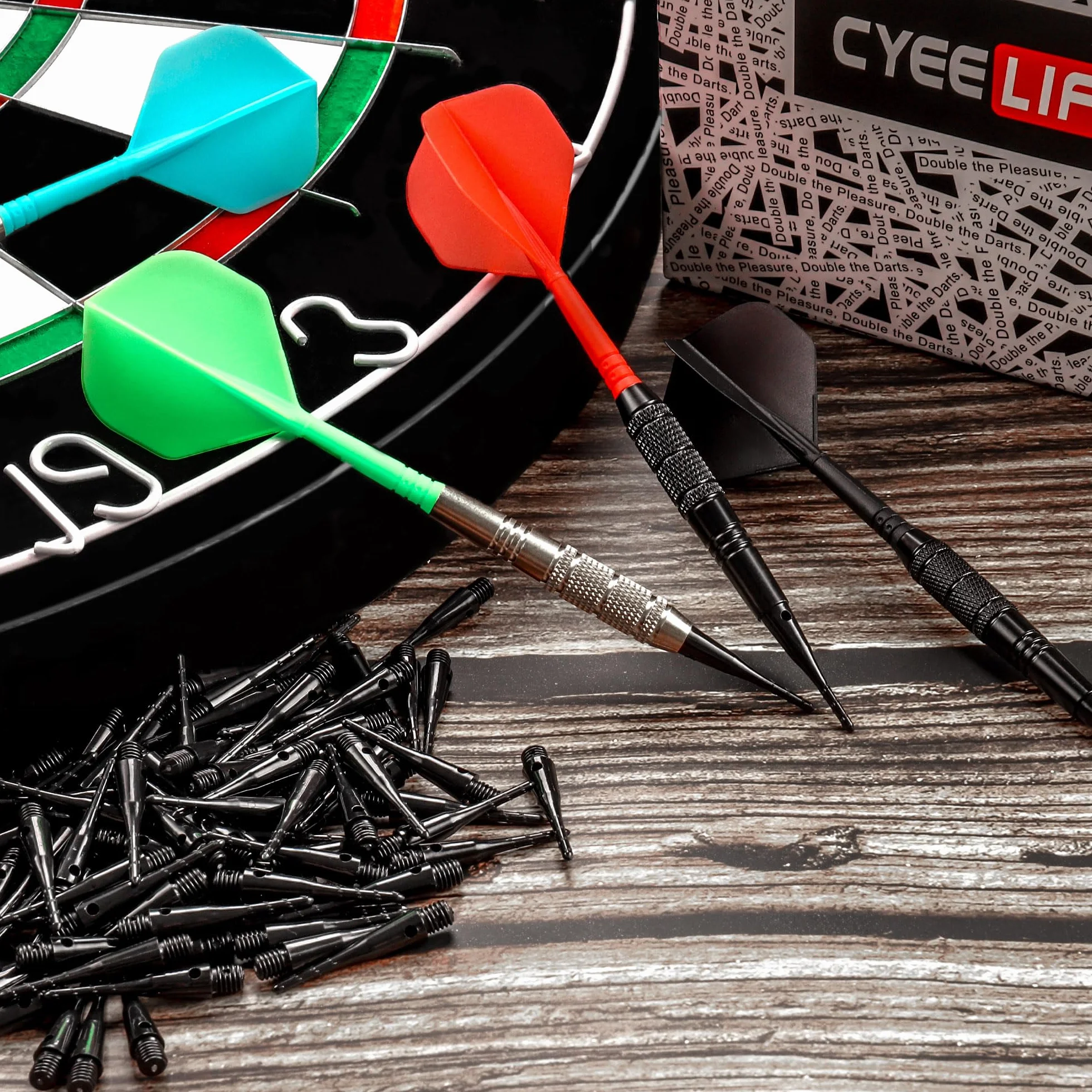 CyeeLife Flechette Pointe Plastique 12 Fléchettes 50 Pointes Set pour Cible Electronique