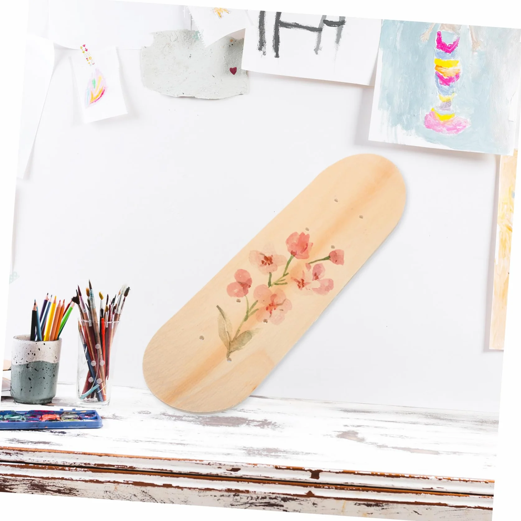 Planche de Skate Vierge 43 Pouces 7 Couches d'Érable Double Face pour Enfant DIY