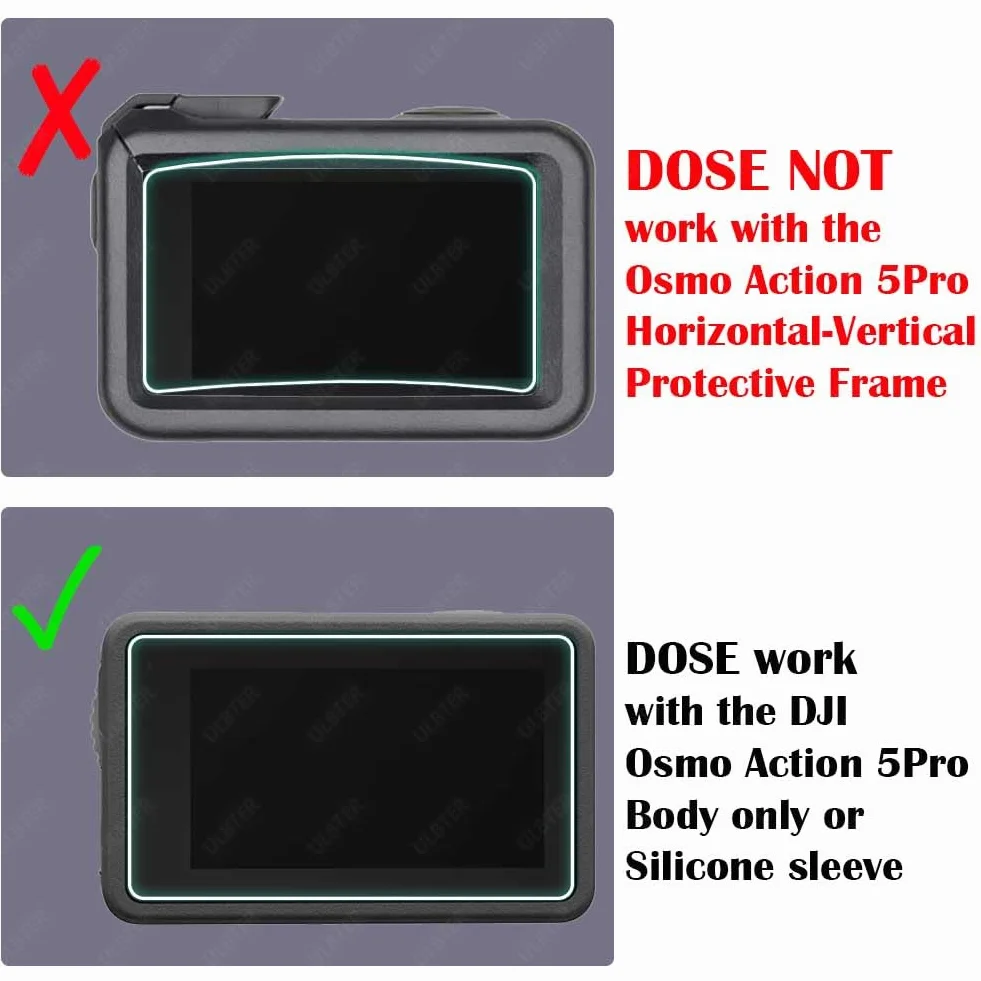 ULBTER Protection d'écran DJI Osmo Action 5 Pro + capuchon d'objectif 2+6 pièces 0,3 mm dureté 9H verre trempé anti-rayures