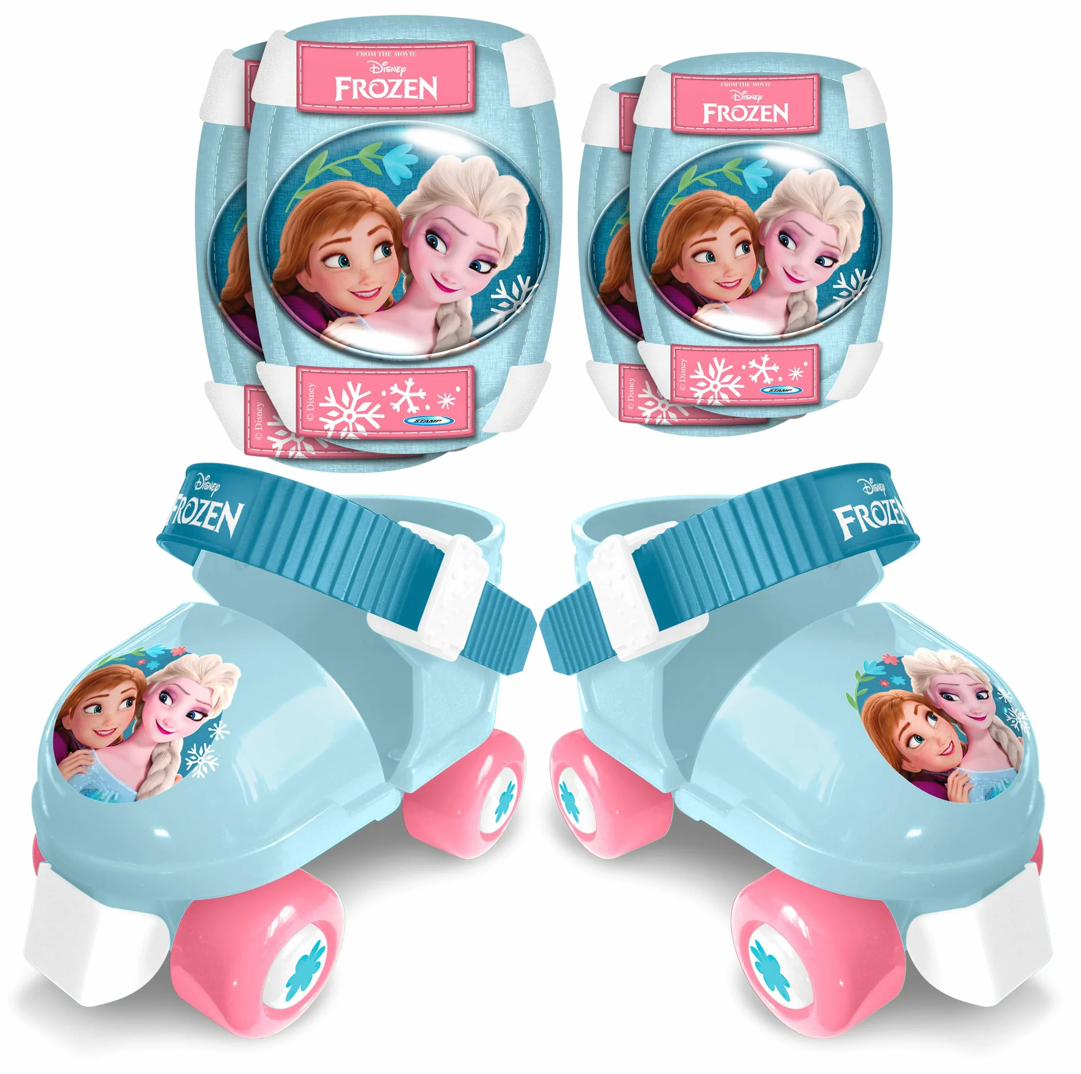 Combo Patins 4 Roues + Genouillères Coudières La Reine des Neiges 2, 23-27, Blue & White