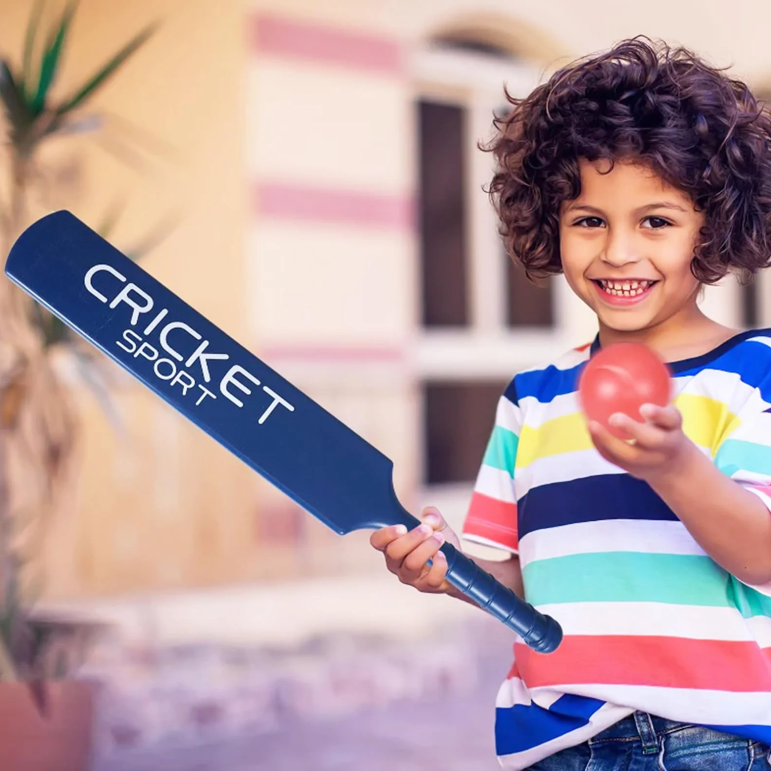 Ensemble de Cricket pour Enfants avec Batte et Souches en ABS, 2 Balles, Jeu d'Interaction Parent-Enfant