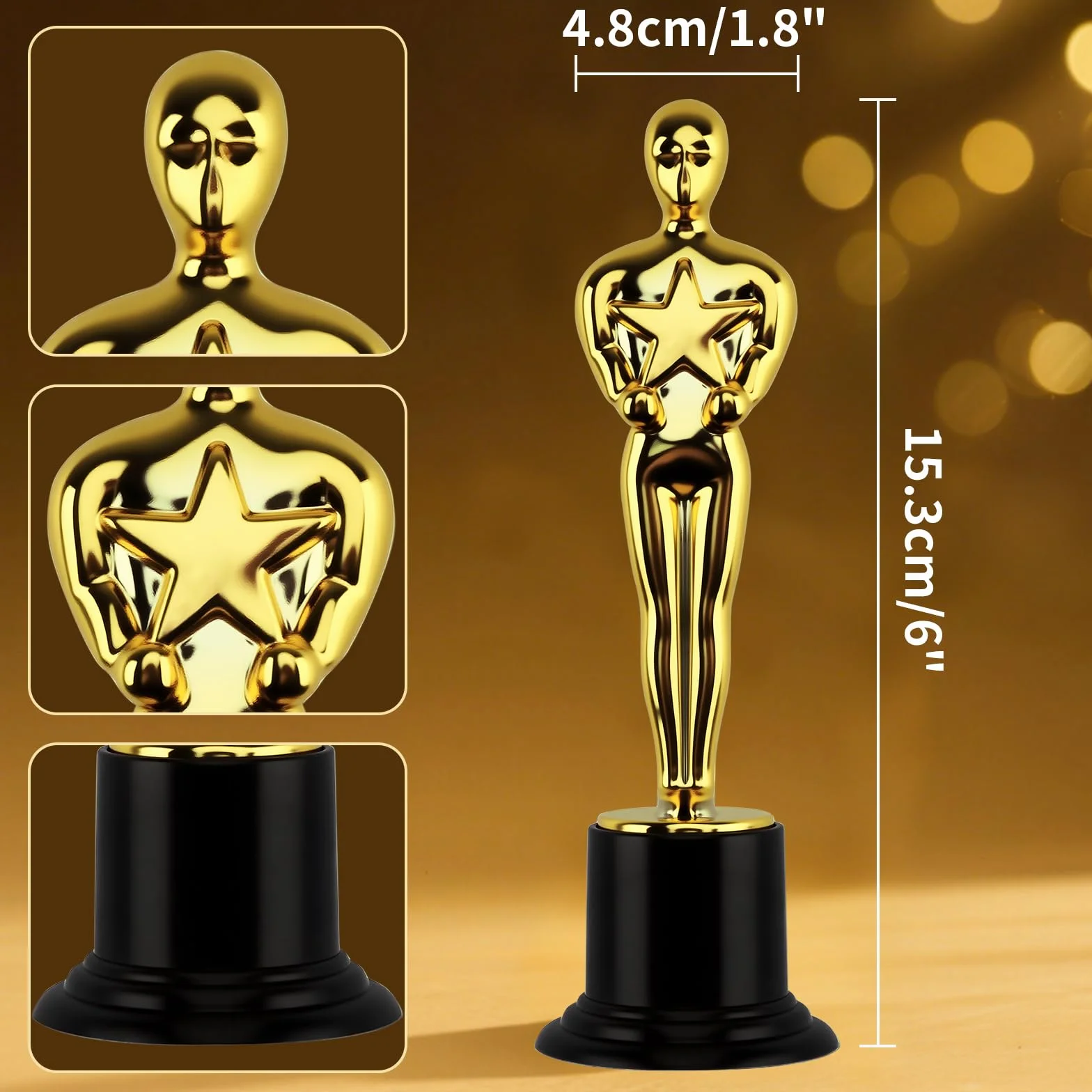 Trophée Doré en Plastique Mini 10 Pièces pour Décorations de Fête, Cadeaux d'École, Prix de Jeu