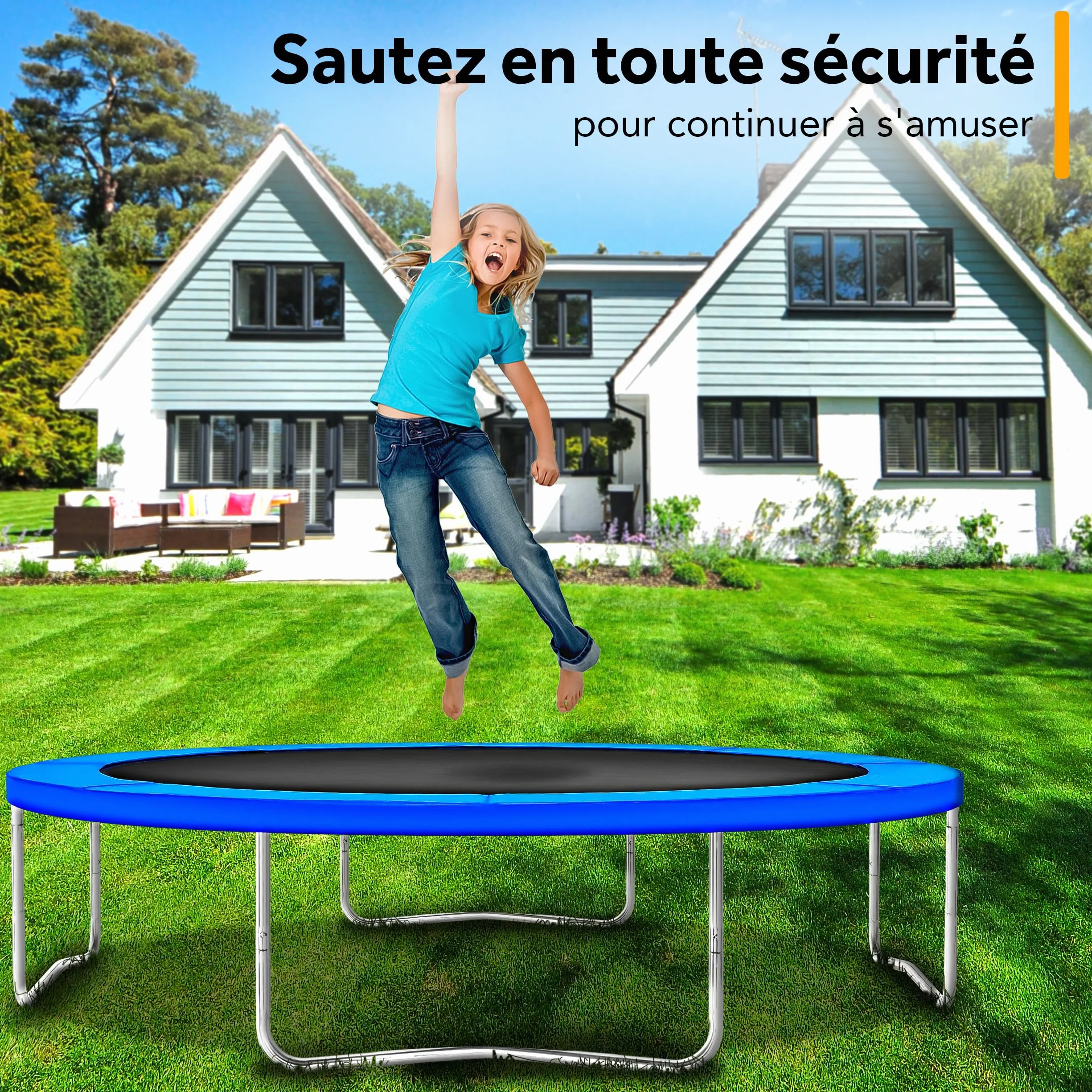 KIDUKU Coussin de Protection pour Trampoline 244 305 366 427 cm Rembourrage résistant aux intempéries UV Gel