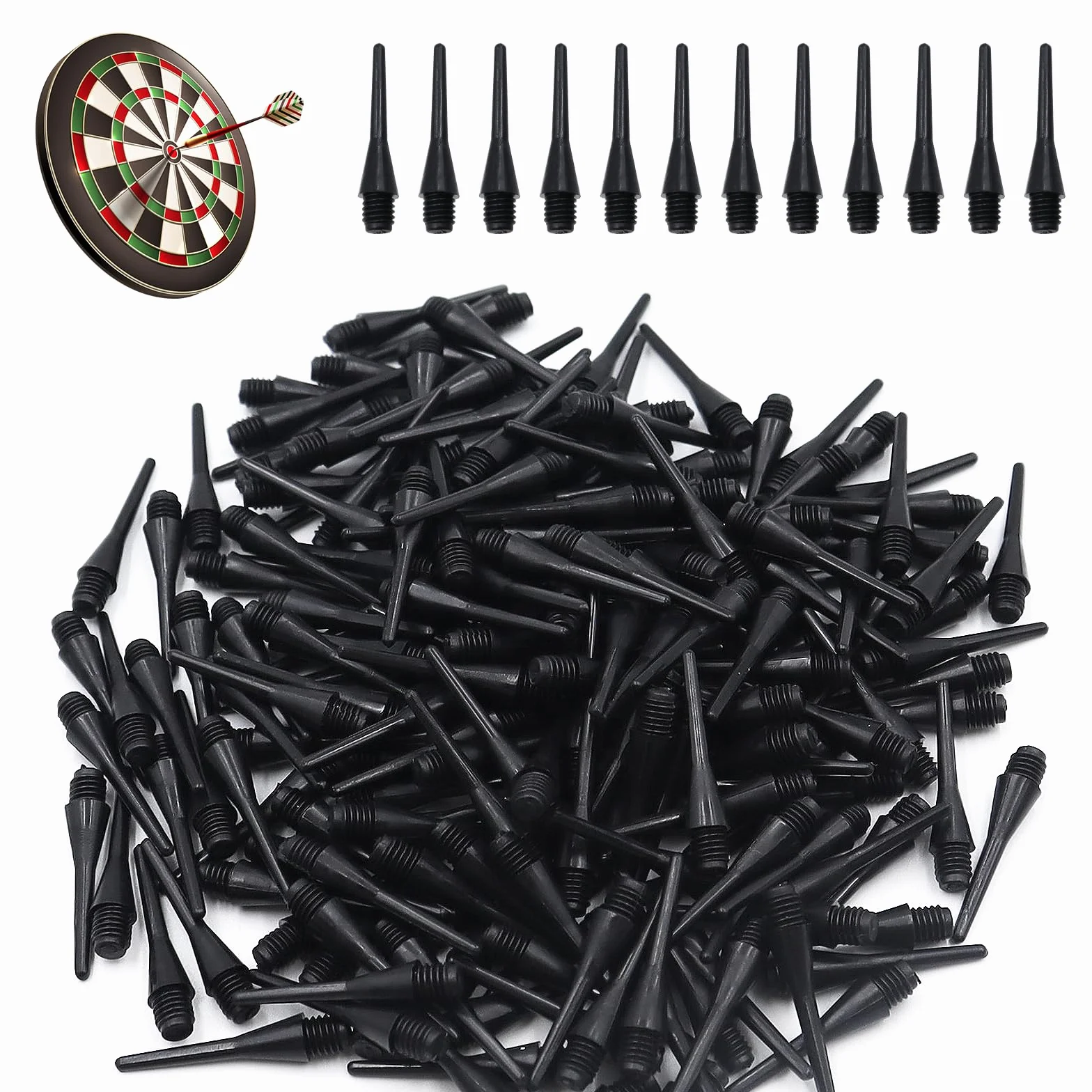 Pointe Plastique pour Fléchette 200 Pièces Noir pour Cible Électronique
